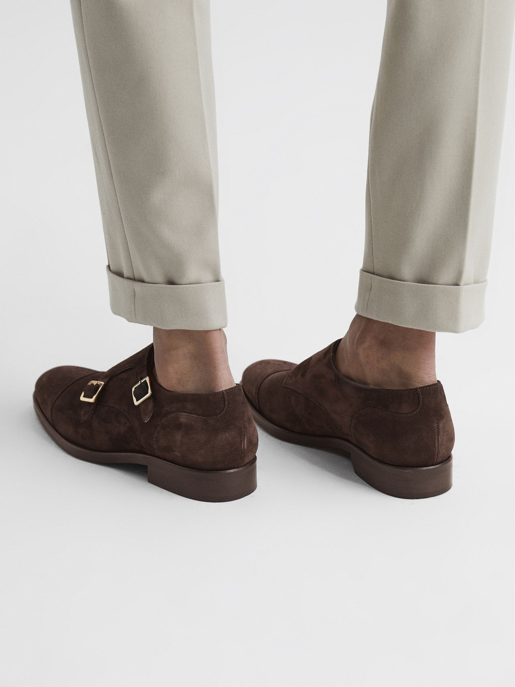 Leather Monk Strap Shoes in Chocolate - Image 3 of 7