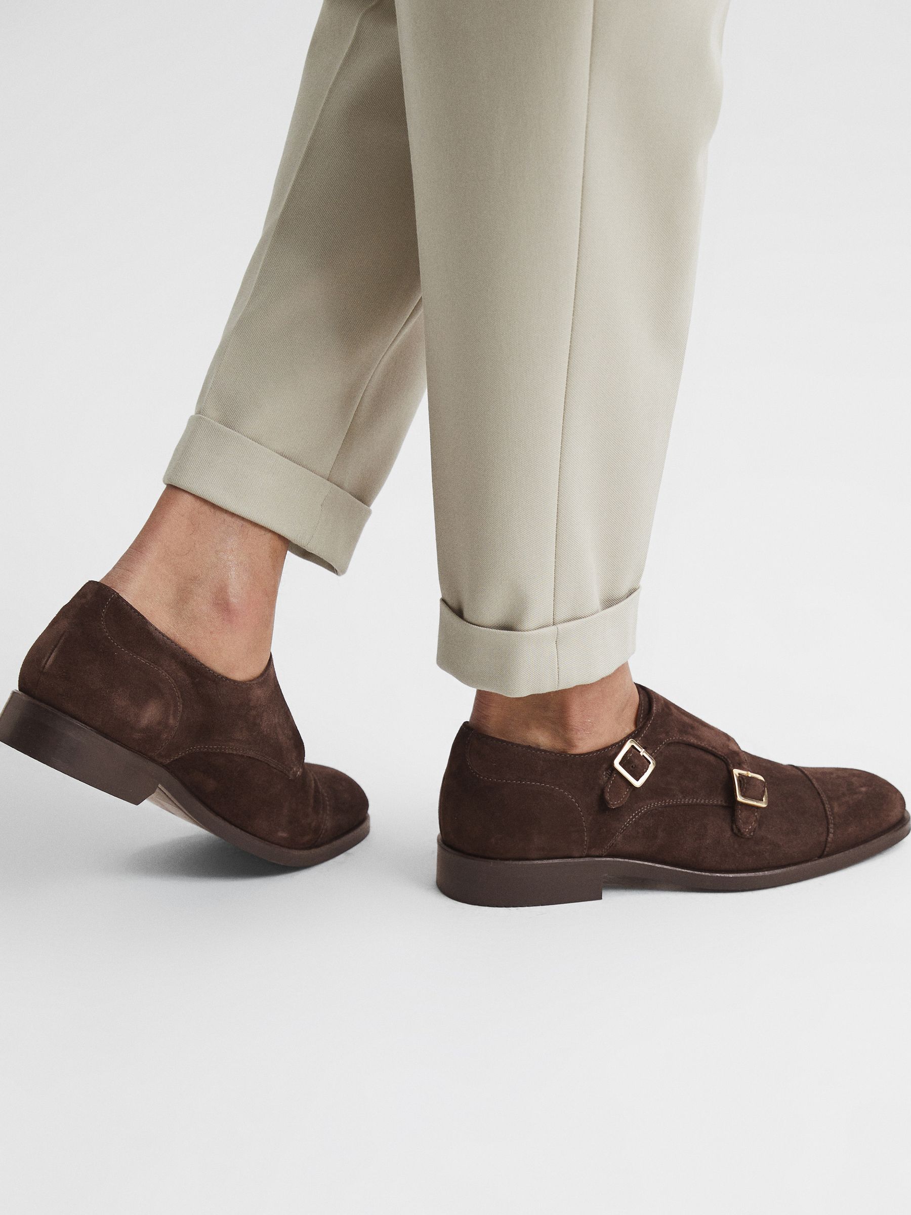 Leather Monk Strap Shoes in Chocolate - Image 6 of 7