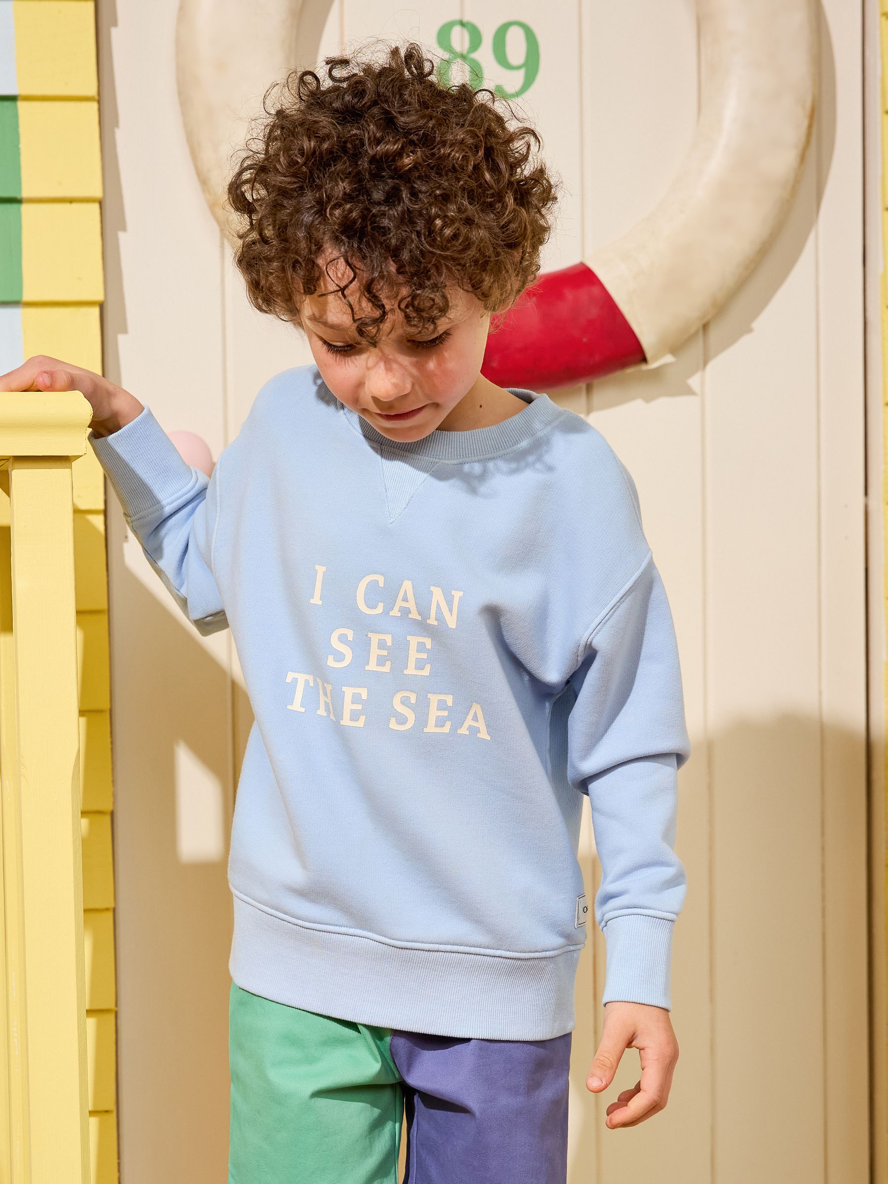 Kids' Sundaze Blue Crew Neck Slogan Sweatshirt - Image 1 of 7
