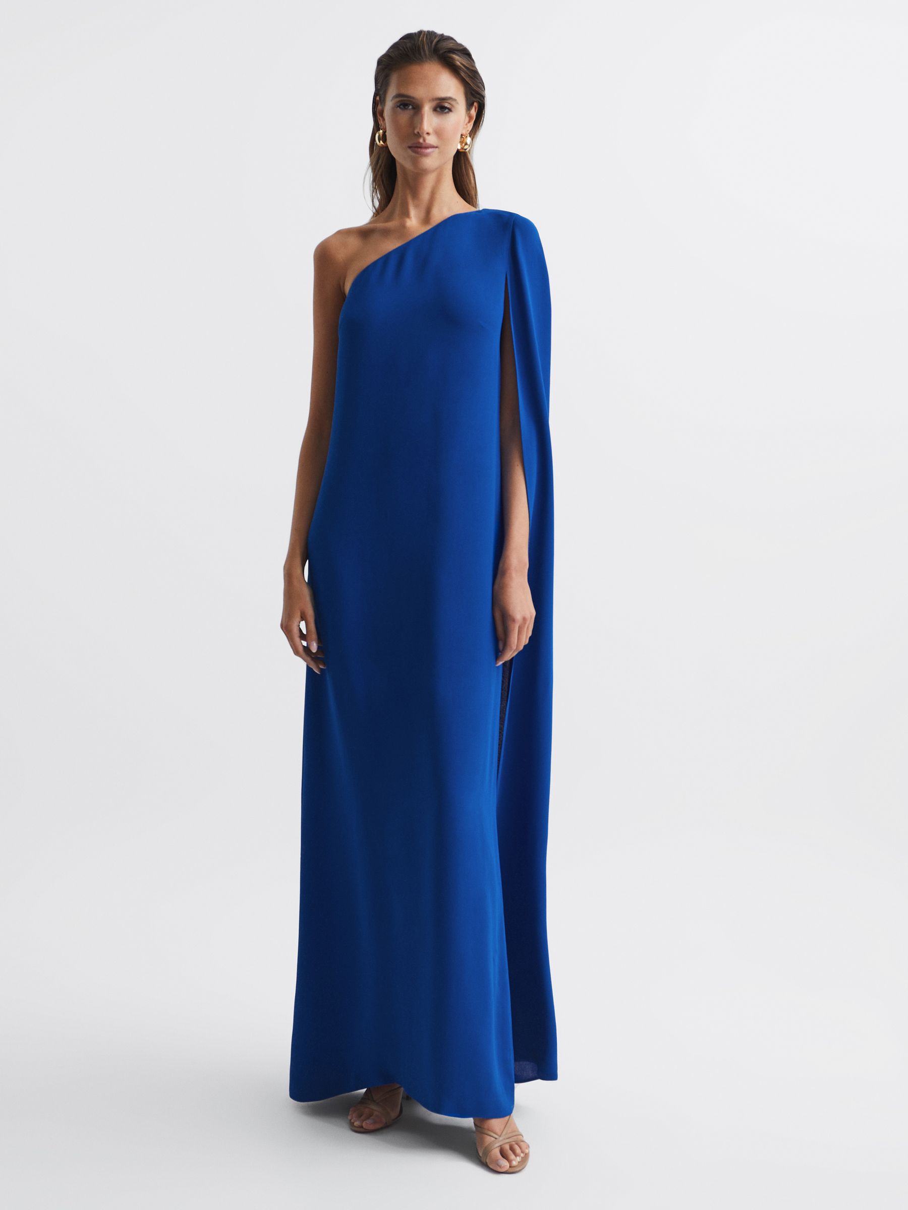 Cape One Shoulder Maxi Dress in Cobalt Blue - Image 1 of 5 Cape One Shoulder Maxi Dress in Cobalt Blue - Image 1 of 5