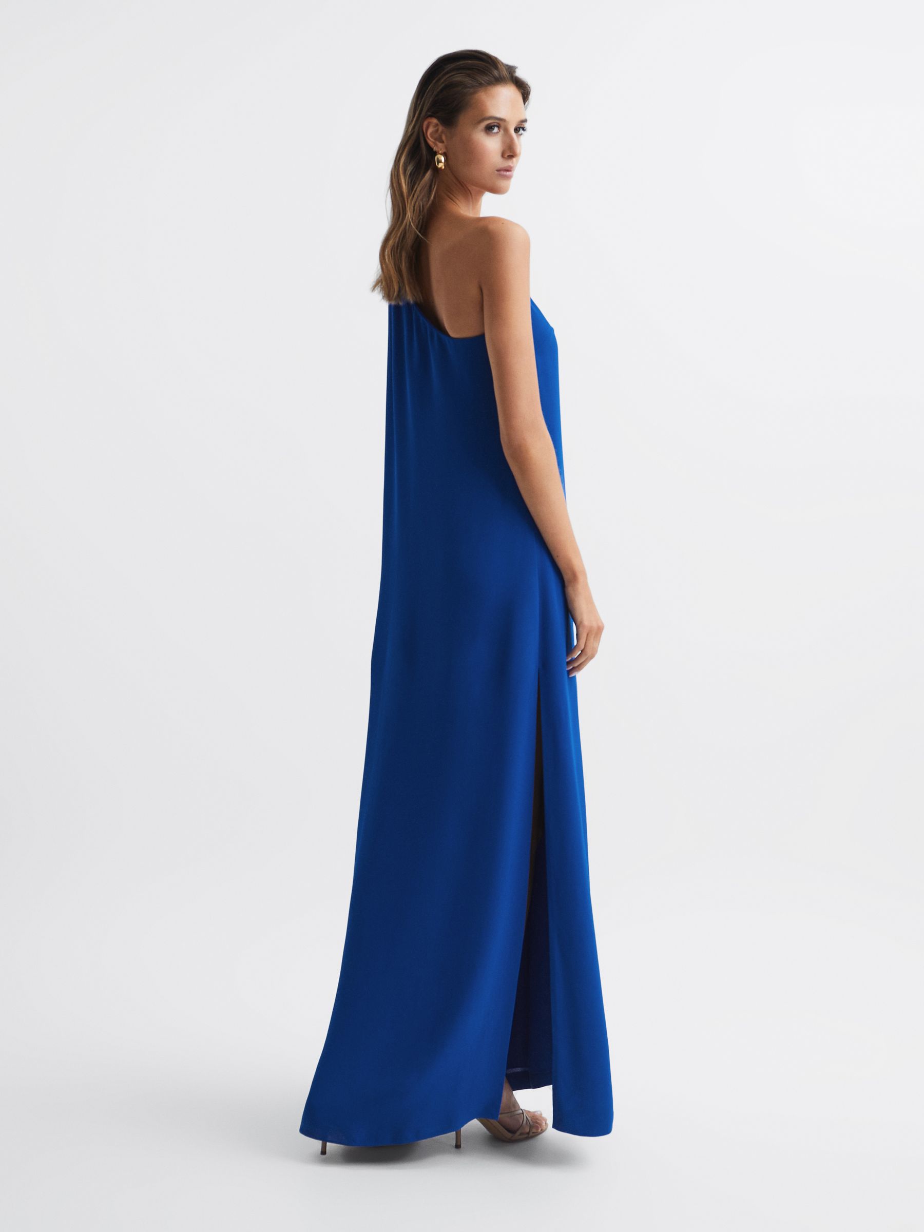 Cape One Shoulder Maxi Dress in Cobalt Blue - Image 5 of 5