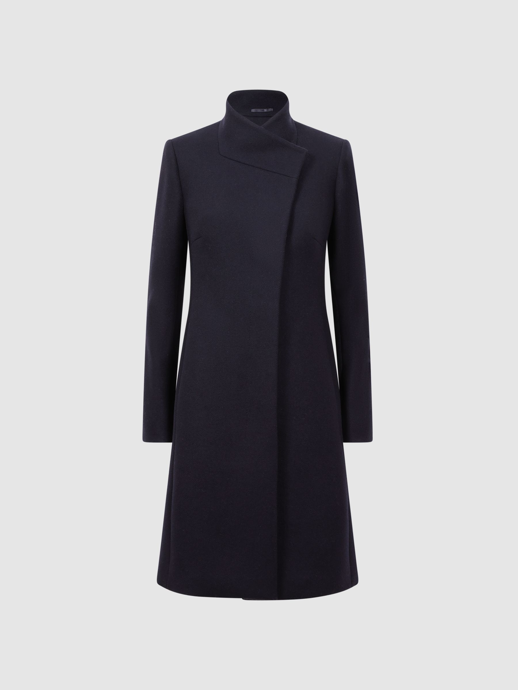 Wool Blend Mid-Length Coat in Navy - Image 2 of 6
