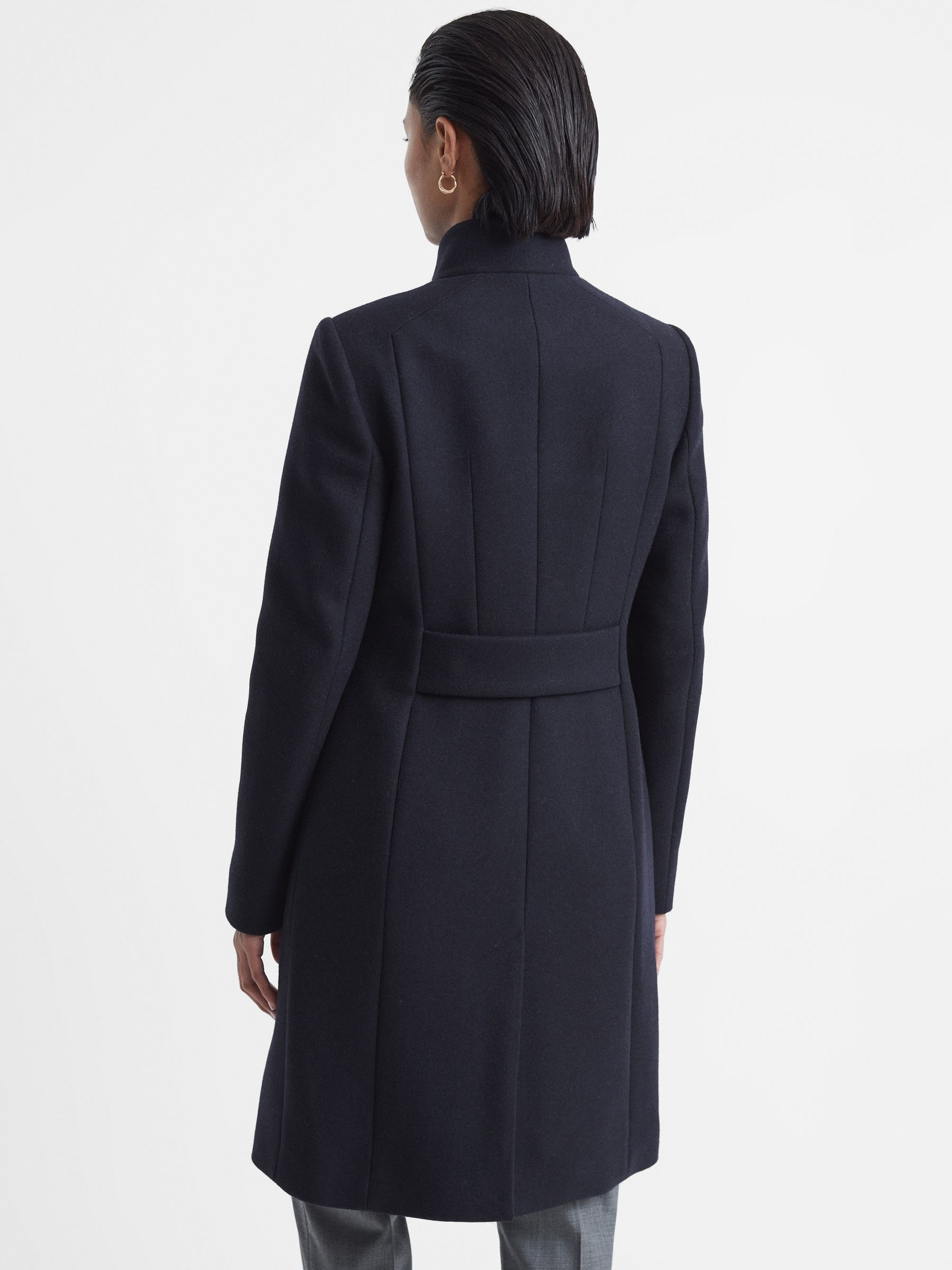 Wool Blend Mid-Length Coat in Navy - Image 5 of 6