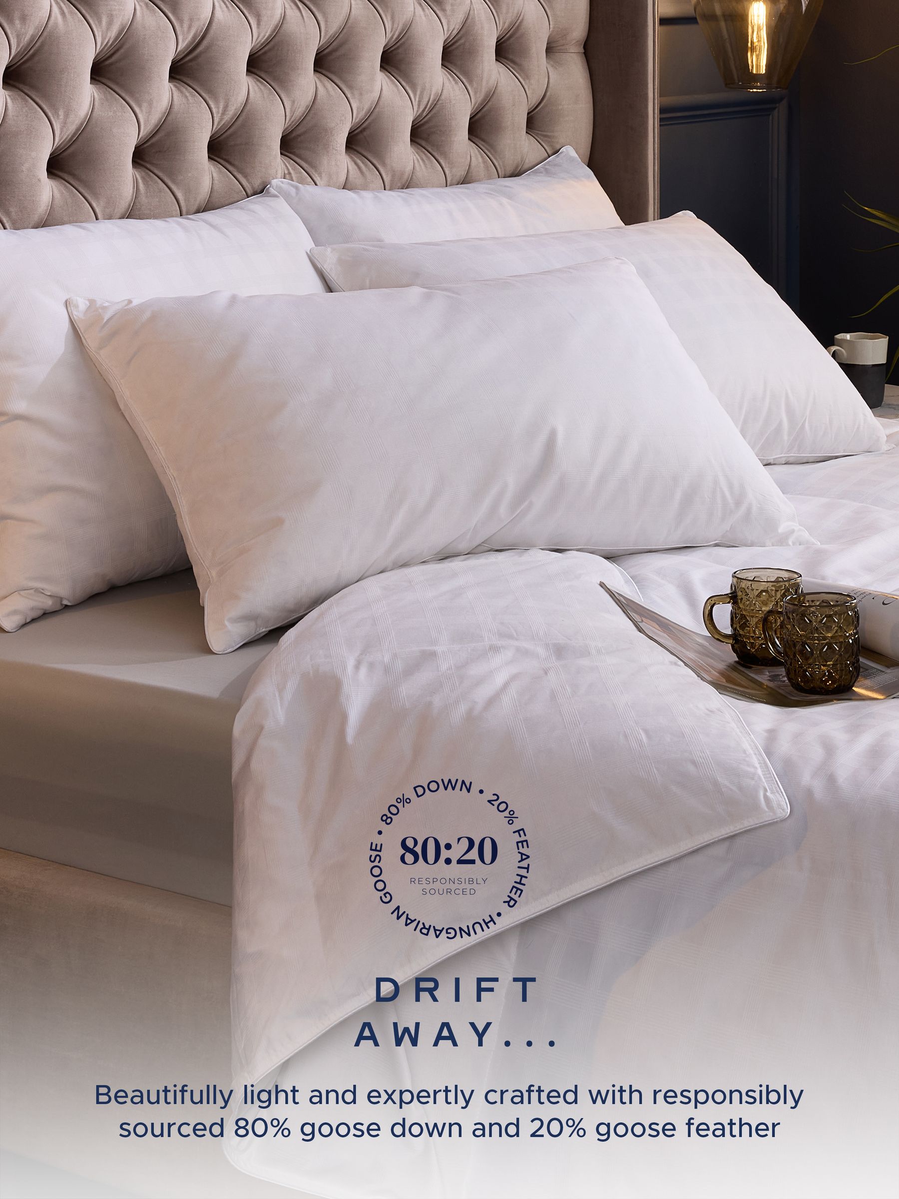 Snuggledown White Hungarian Goose Down 100% Cotton Pillow - Image 4 of 9