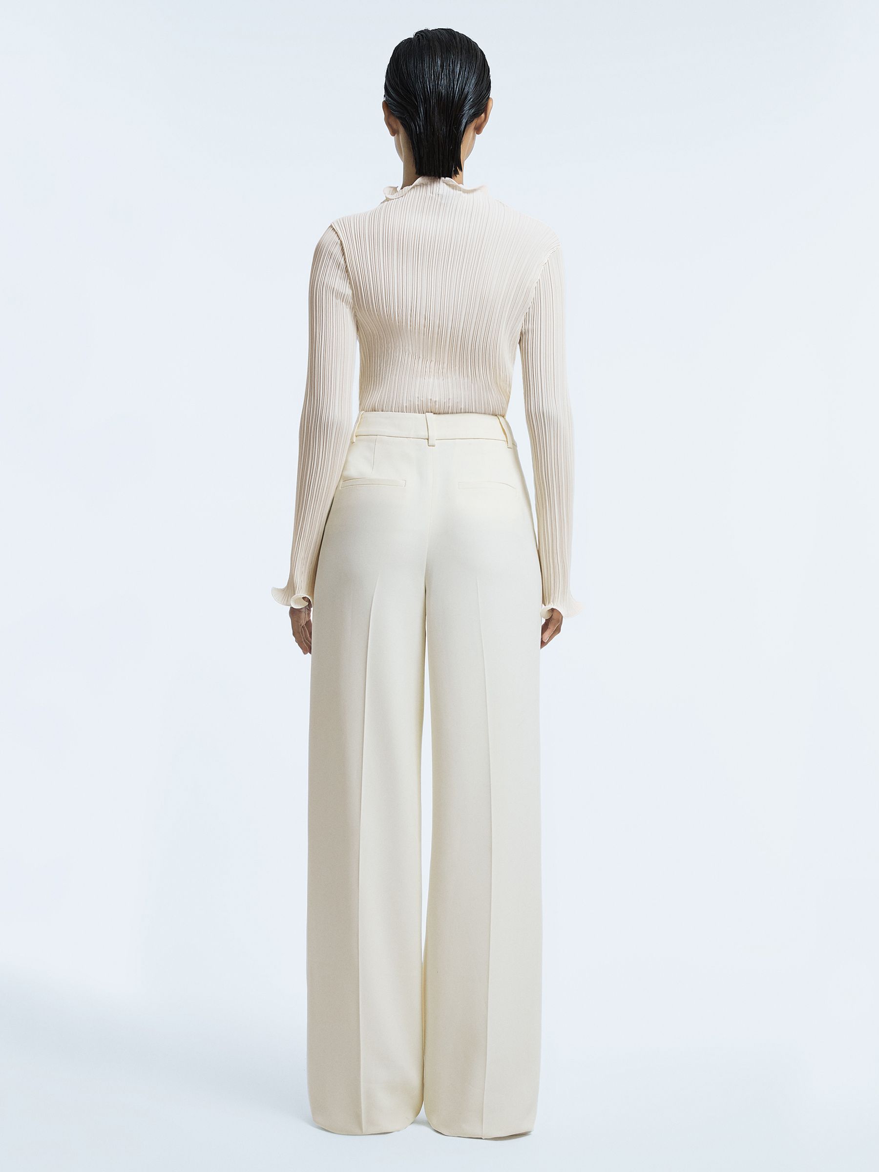 Italian Wide Leg Trousers in Cream - Image 4 of 5