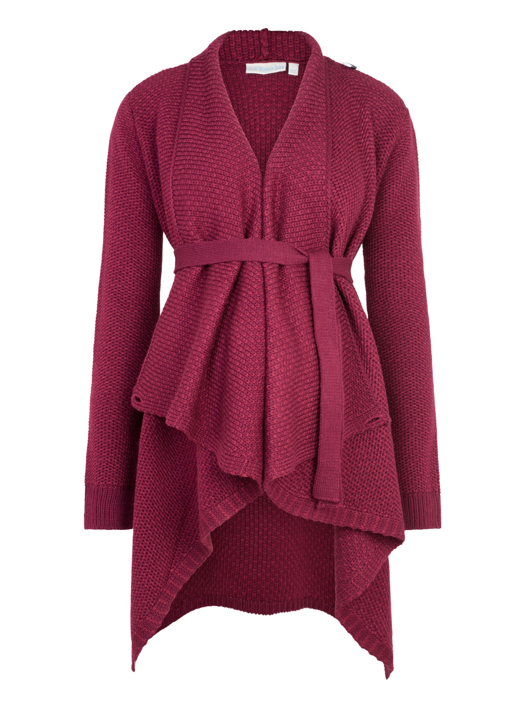 Wine Red Drape Maternity & Nursing Cardigan - Image 3 of 5