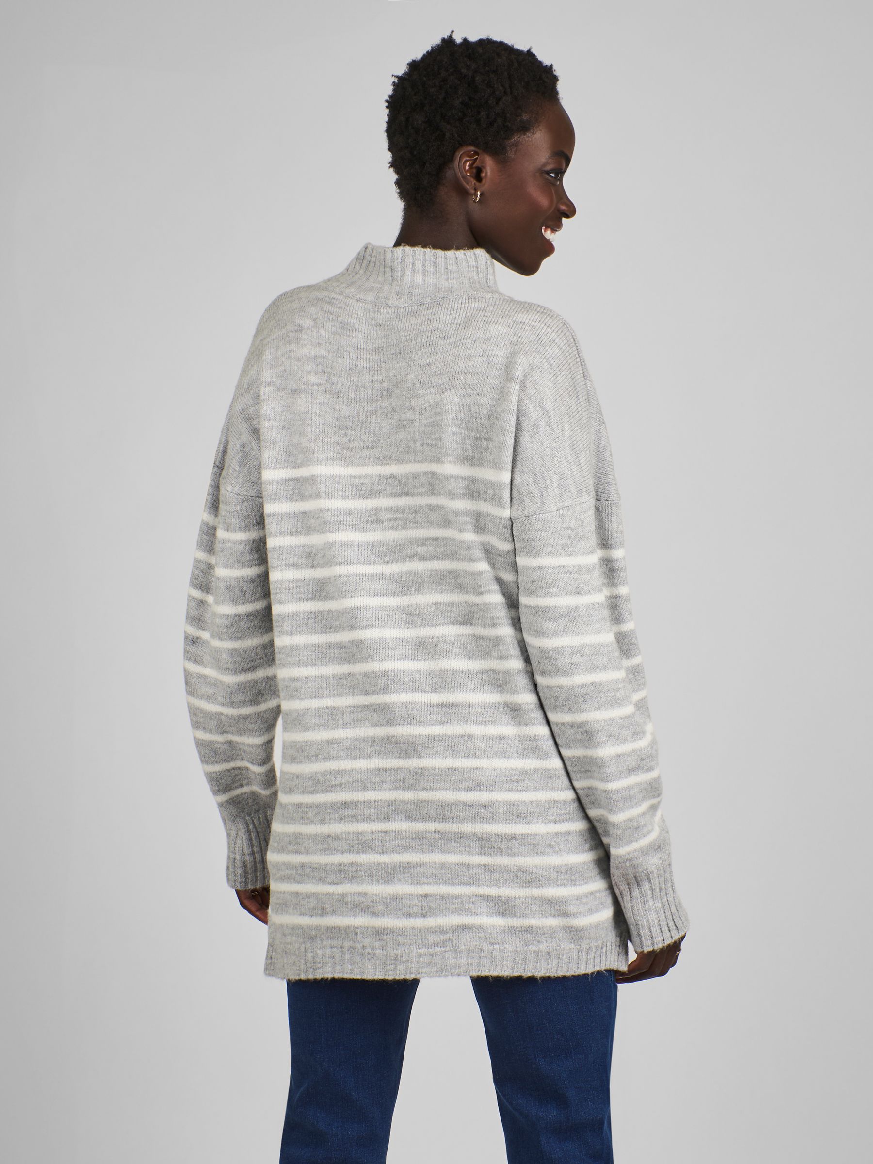 Marl Grey Stripe Turtle Neck Maternity & Nursing Jumper - Image 2 of 5