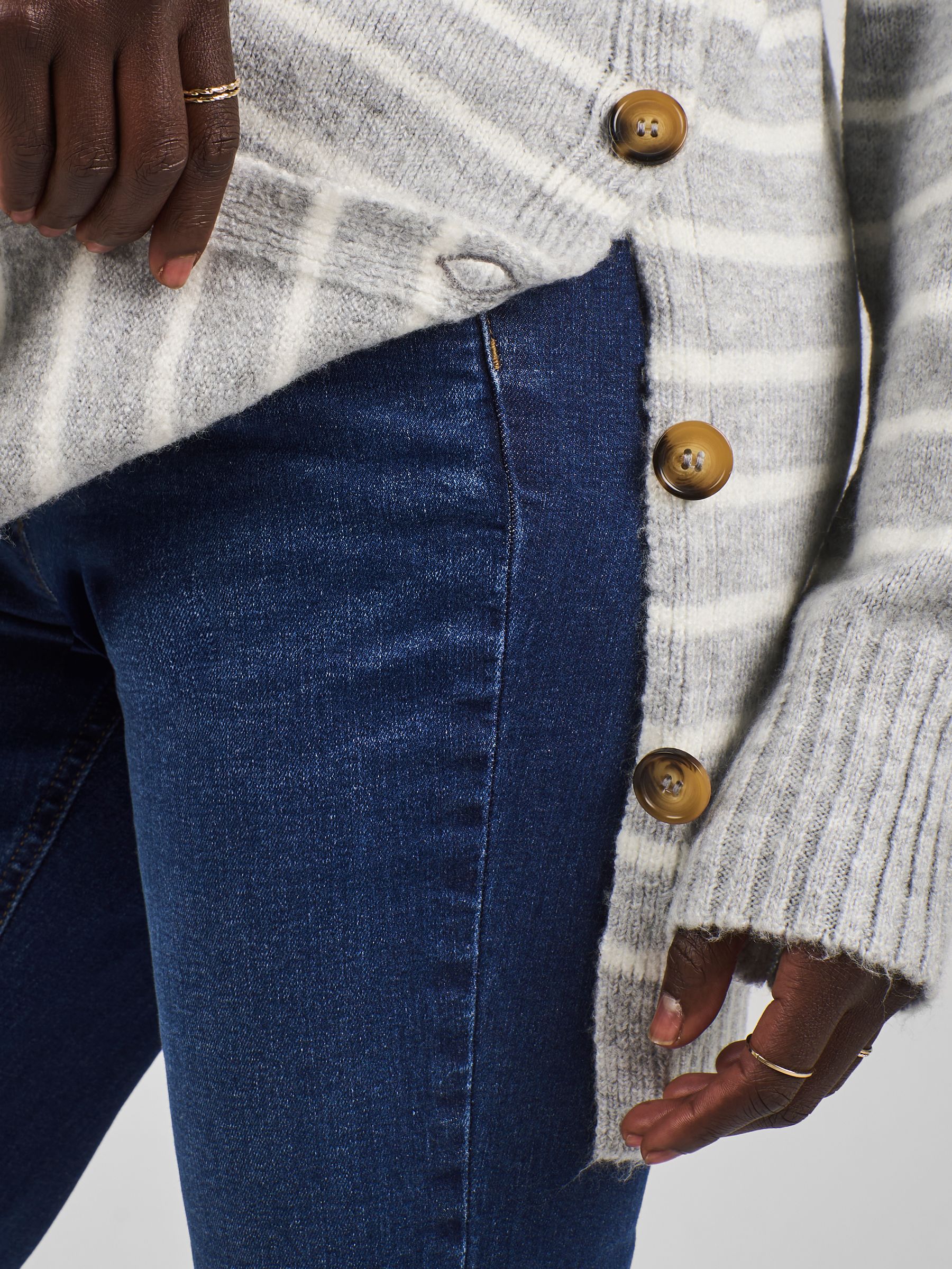 Marl Grey Stripe Turtle Neck Maternity & Nursing Jumper - Image 5 of 5