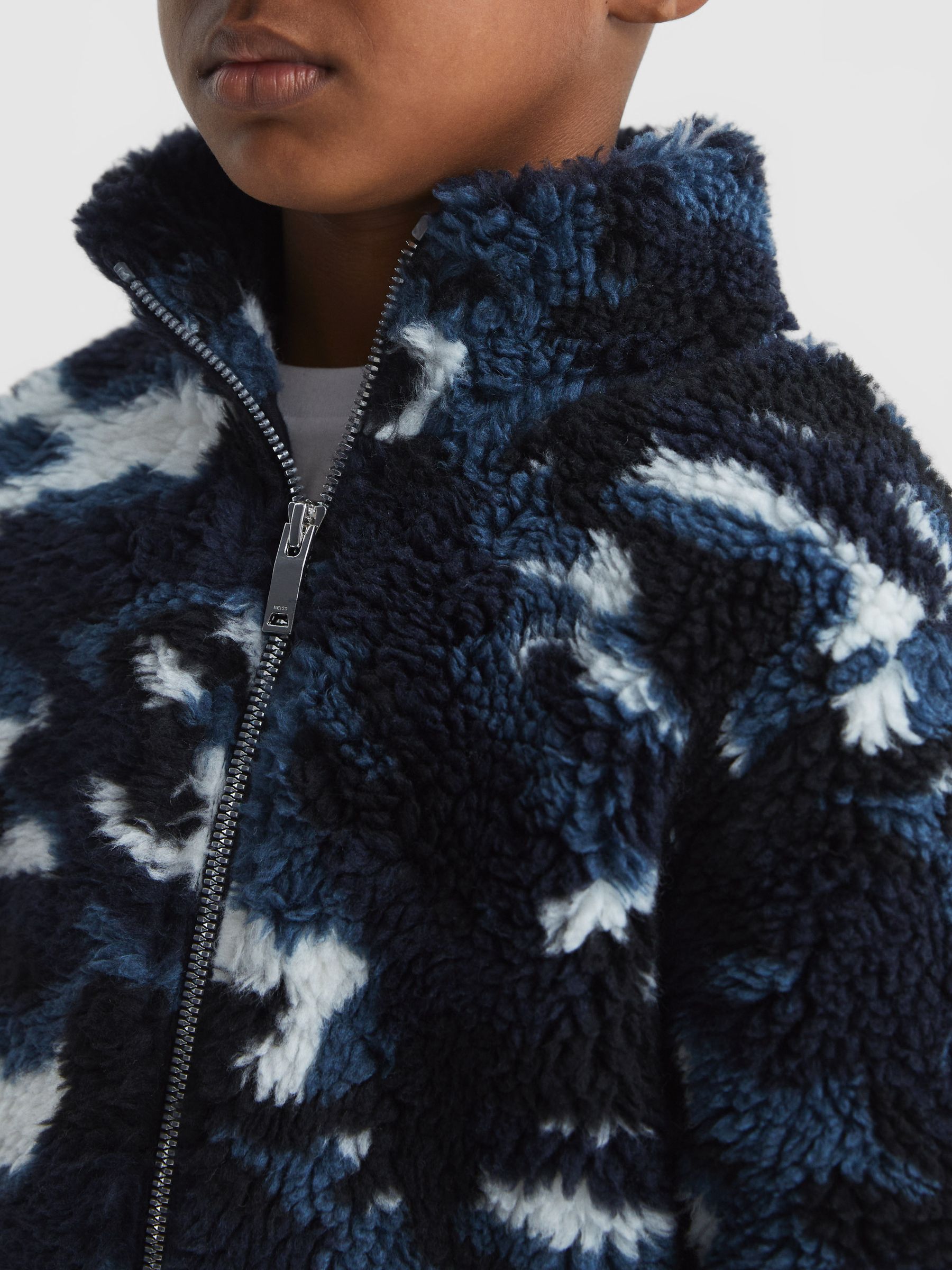 Junior Zip-Front Camouflage Jumper in Blue Camo - Image 4 of 7