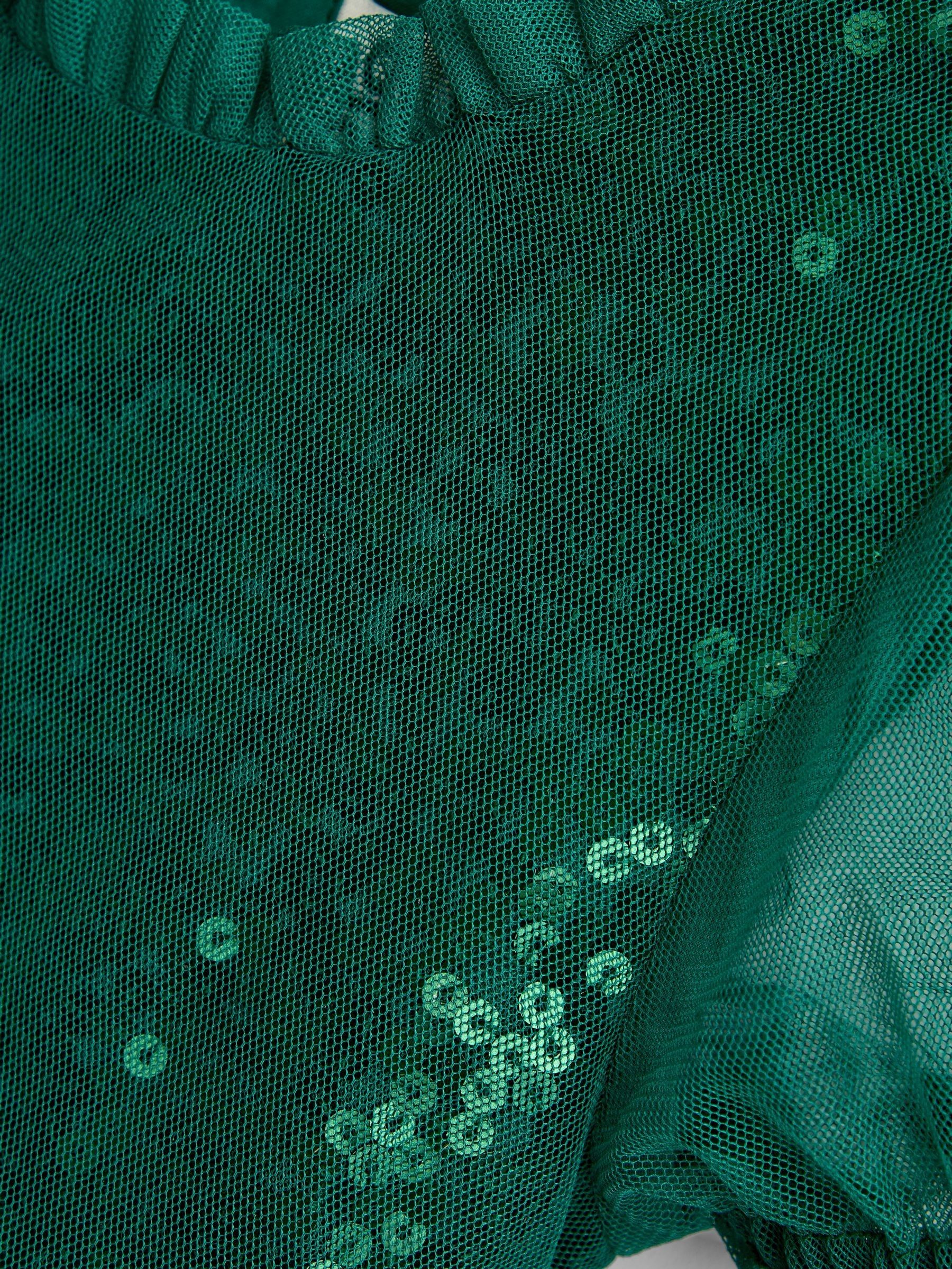 Emerald Green Sequin & Tulle Bow Party Dress - Image 5 of 5