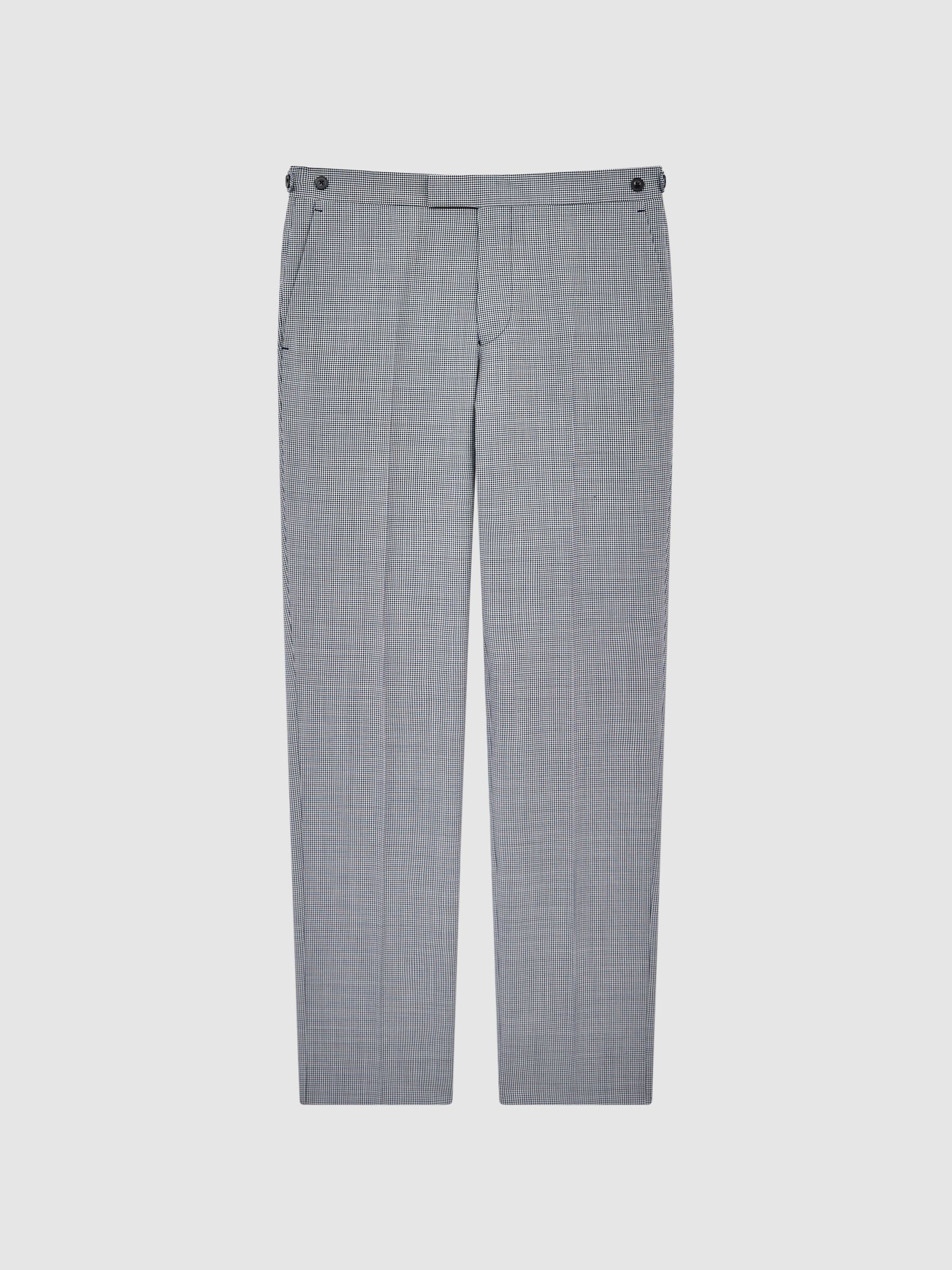 Wool Slim Fit  Micro Puppytooth Formal Trousers in Navy/White - Image 2 of 5