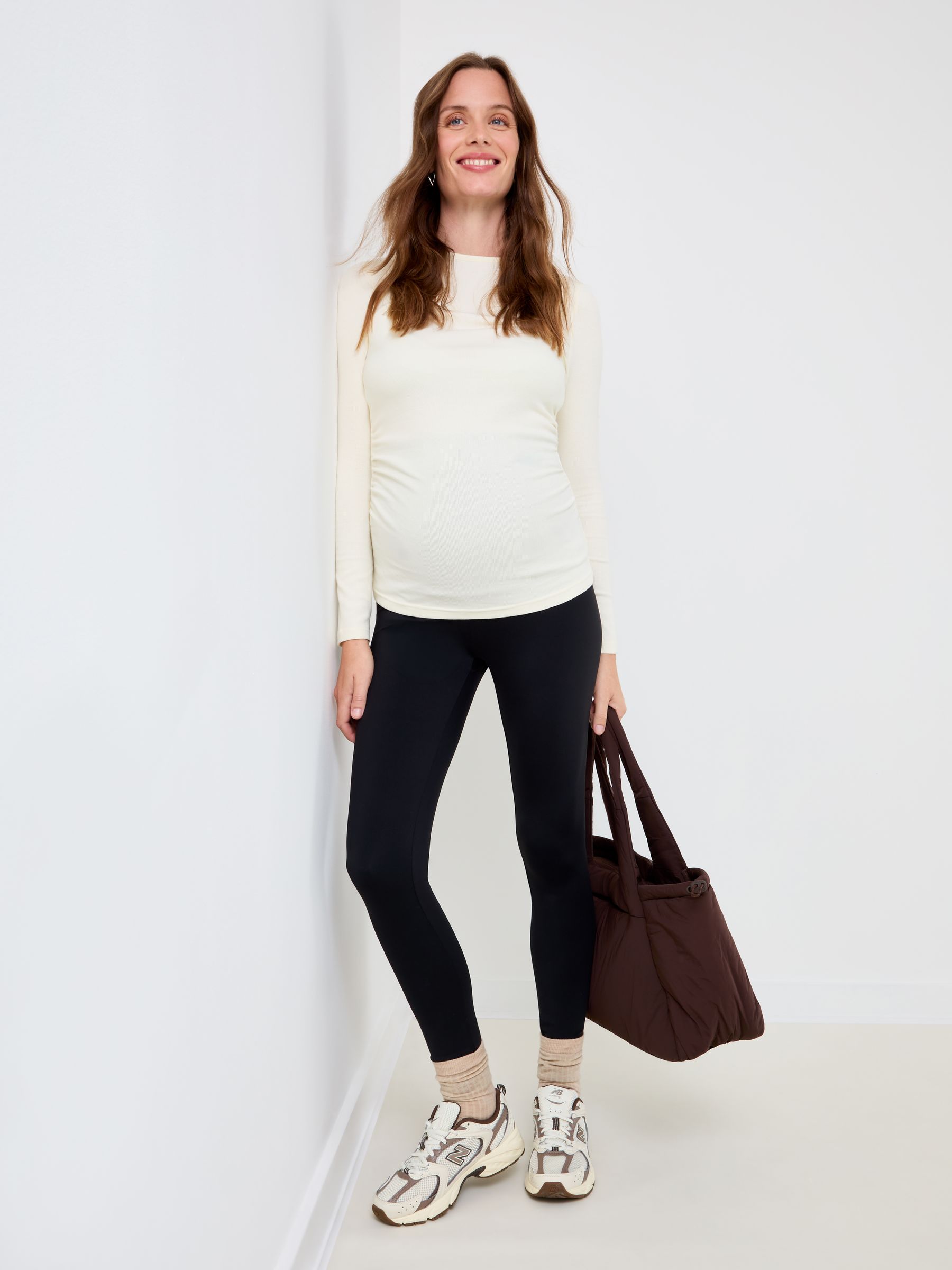 Black Super Soft Seamless Maternity Leggings - Image 1 of 4 Black Super Soft Seamless Maternity Leggings - Image 1 of 4