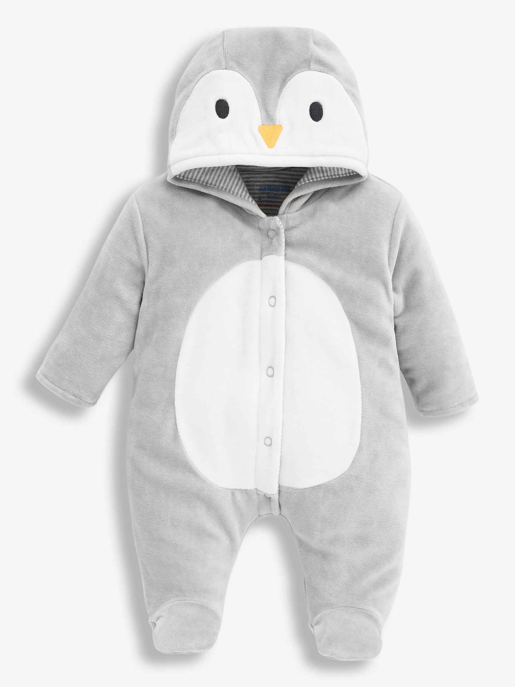 Penguin Cosy Velour Pramsuit in Grey - Image 6 of 6