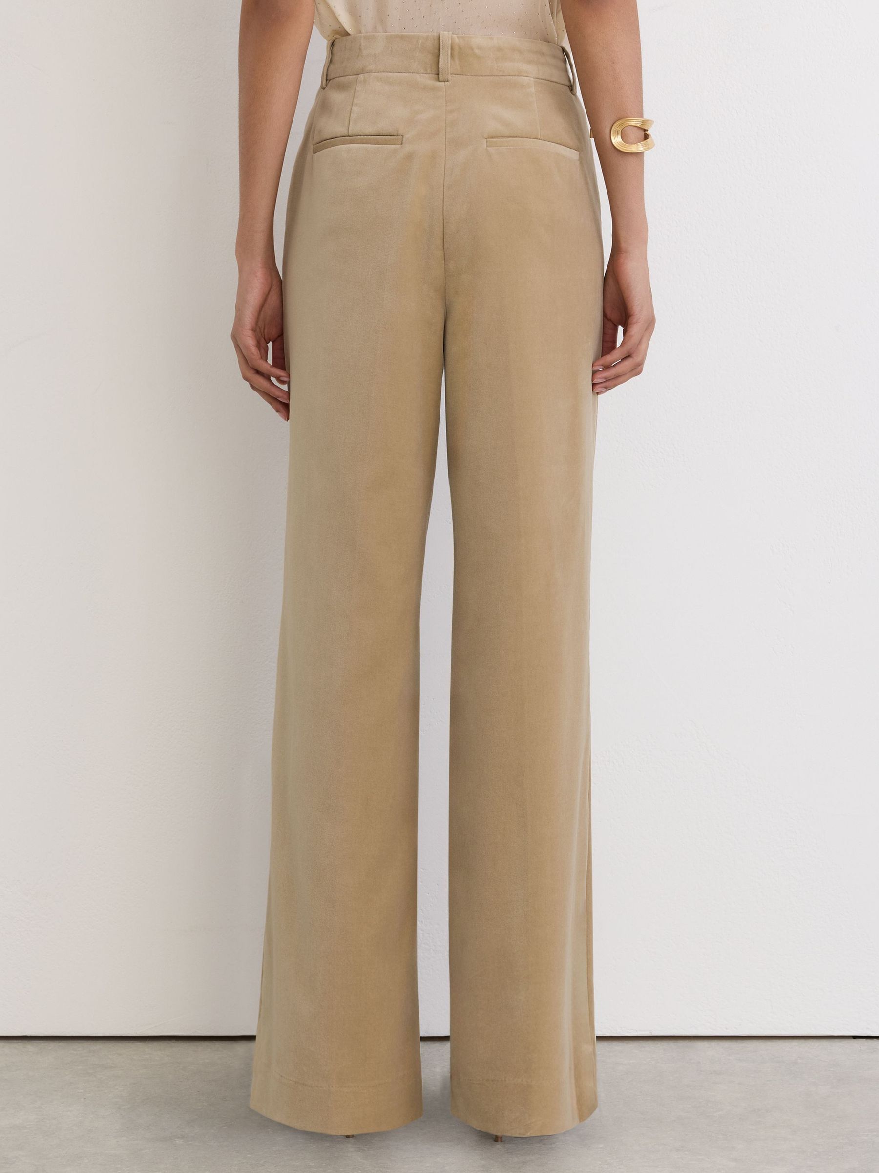 Velvet Flared Pintuck Suit Trousers in Blonde Neutral - Image 5 of 8