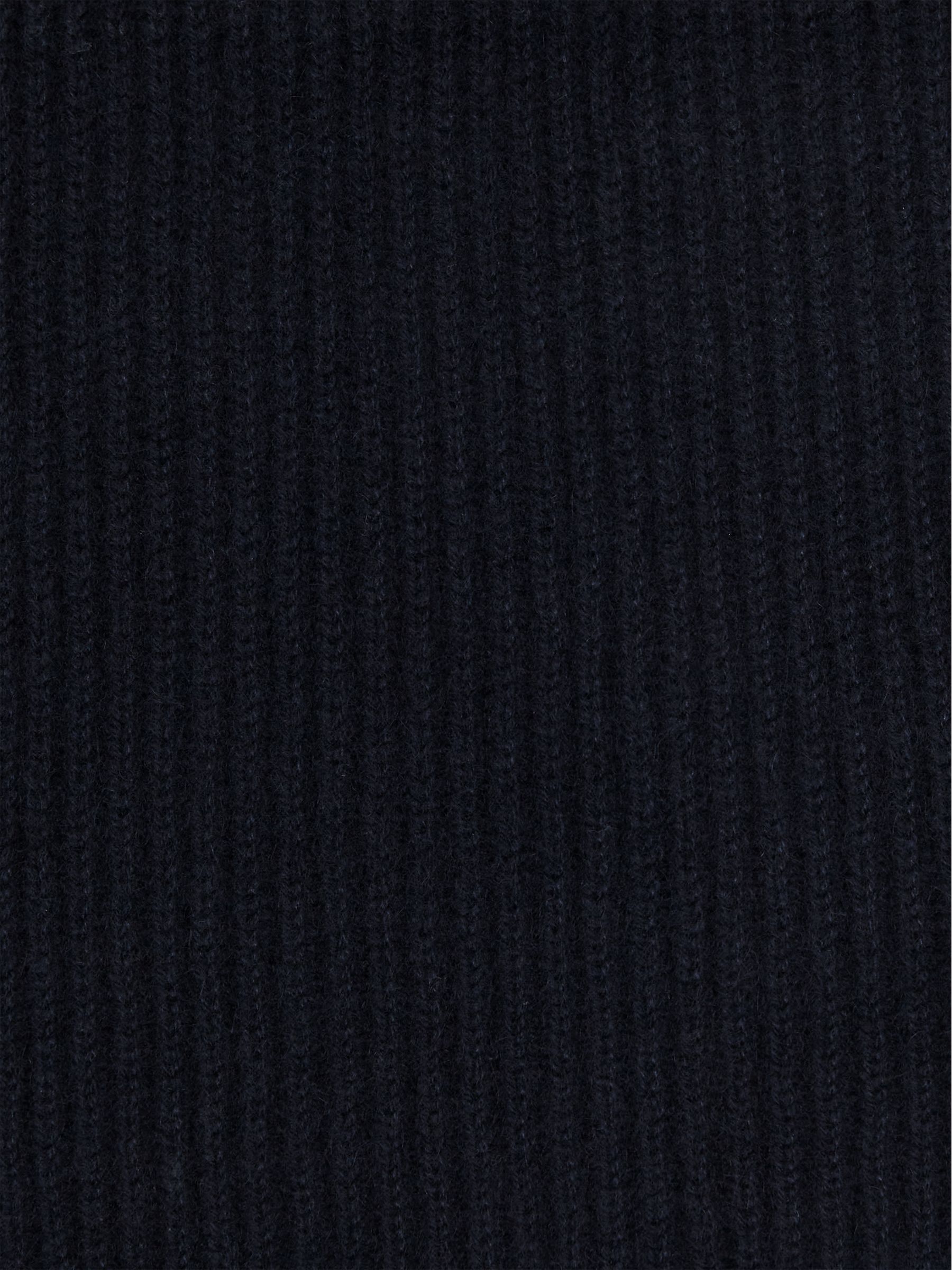 Ribbed 100% Cashmere Scarf in Navy - Image 4 of 4