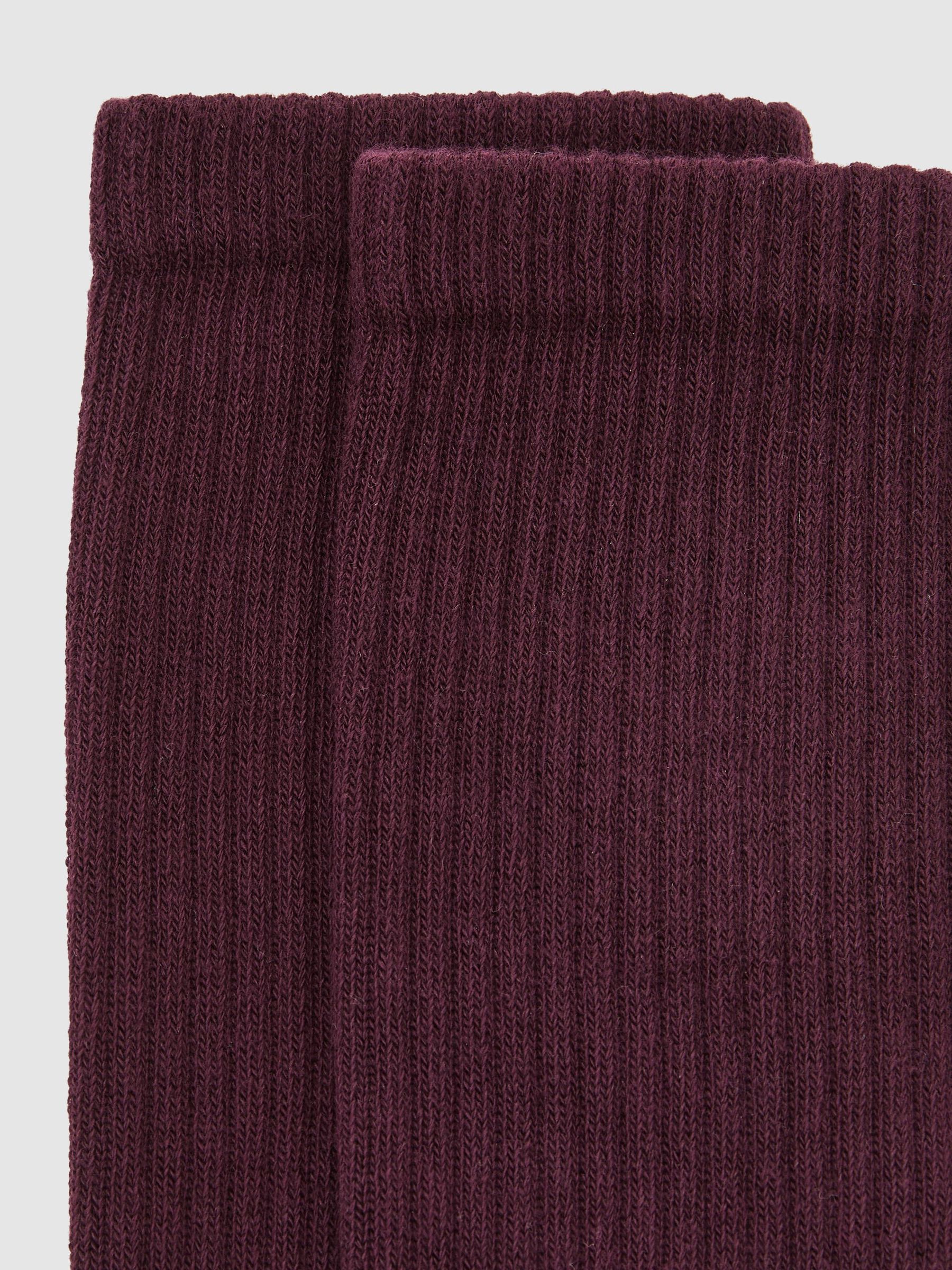 Cotton-Blend Ribbed Socks in Bordeaux - Image 3 of 3