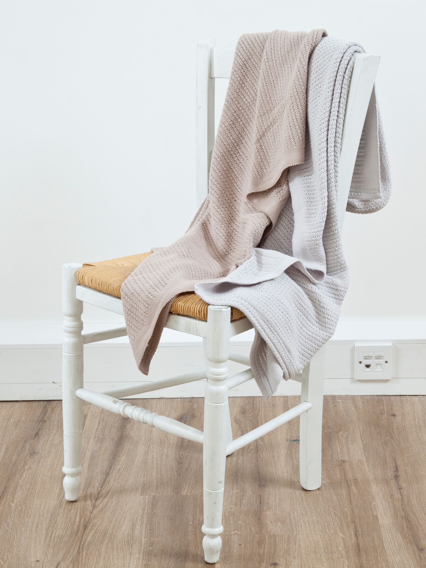 Woven Cotton Cellular Blanket in Grey - Image 3 of 3