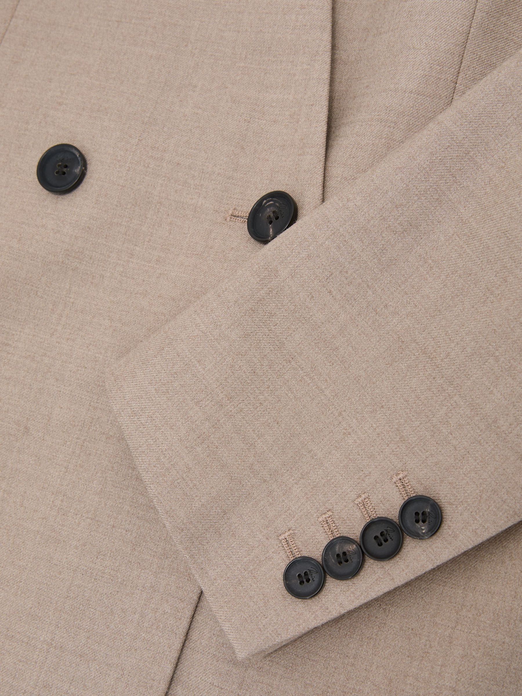 Blazer de costume sans col à double boutonnage en laine mélangée ton neutre petites tailles - Image 8 de 9
