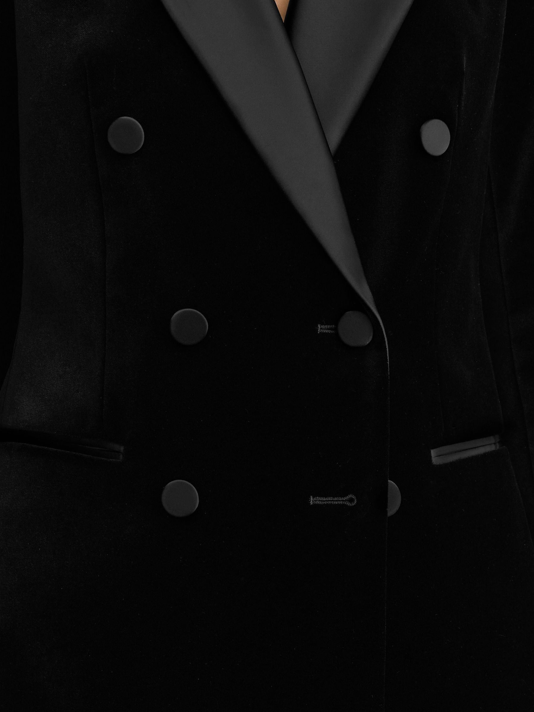 Blazer de smoking à double boutonnage en velours noir - Image 5 de 9