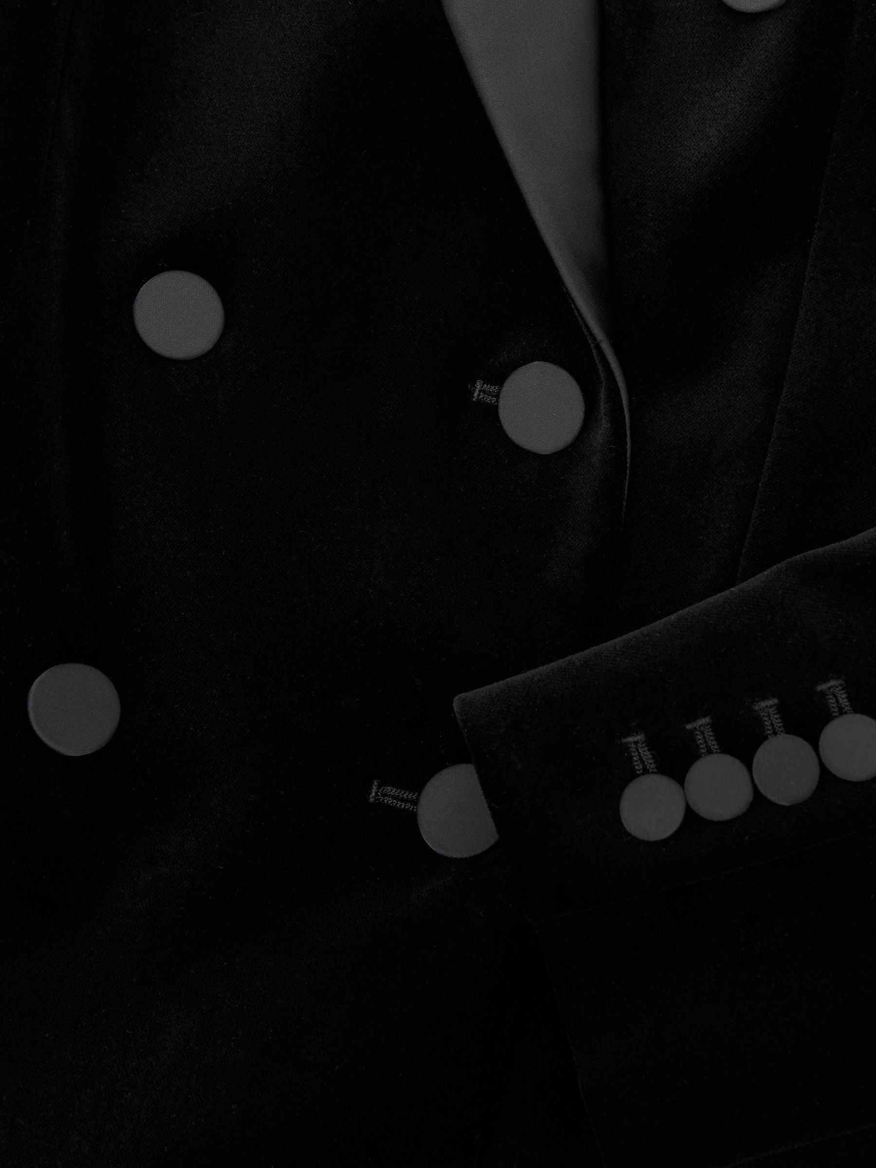 Blazer de smoking à double boutonnage en velours noir - Image 9 de 9