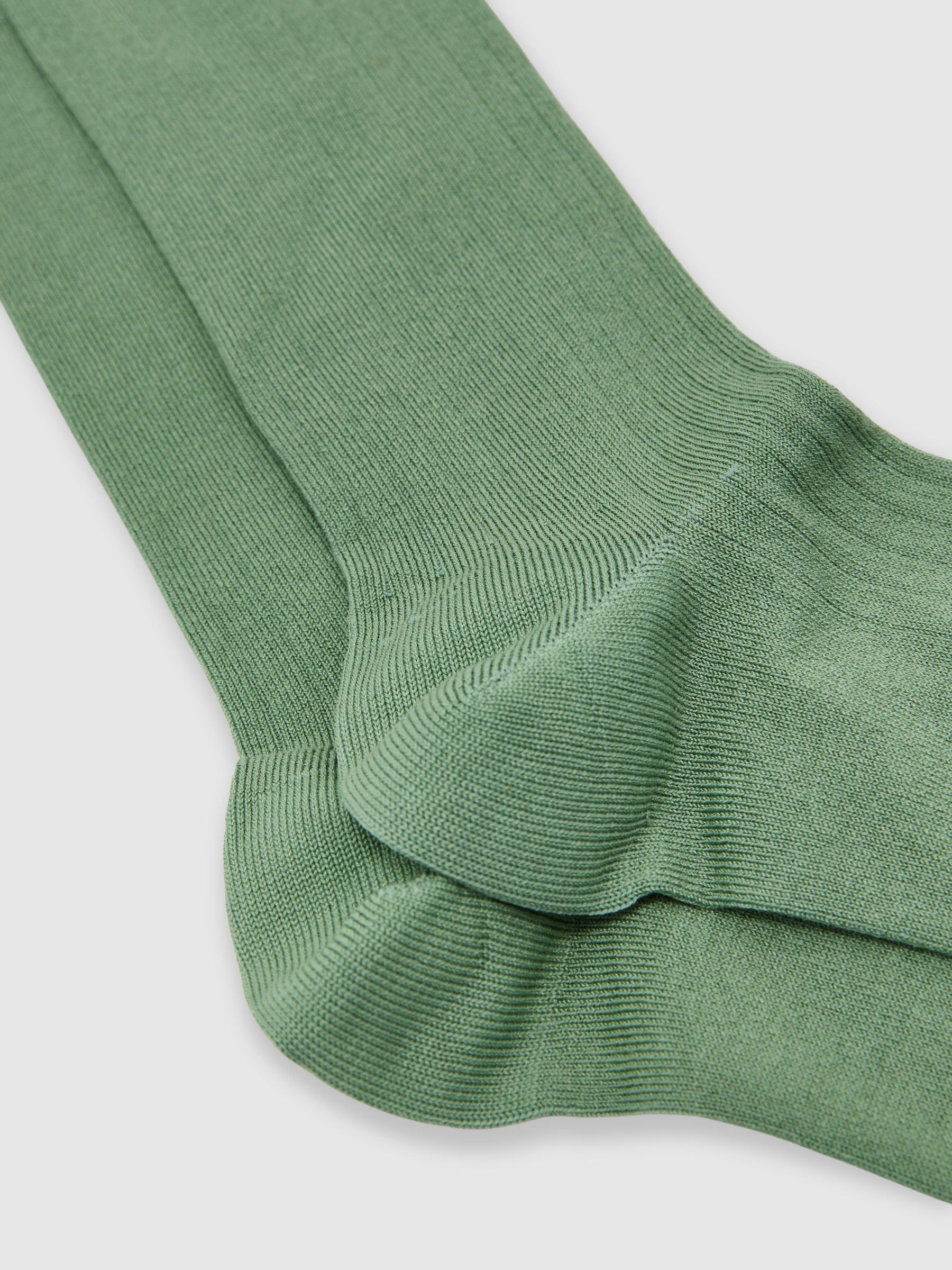 Cotton-Blend Ribbed Socks in Washed Sage Green - Image 2 of 3