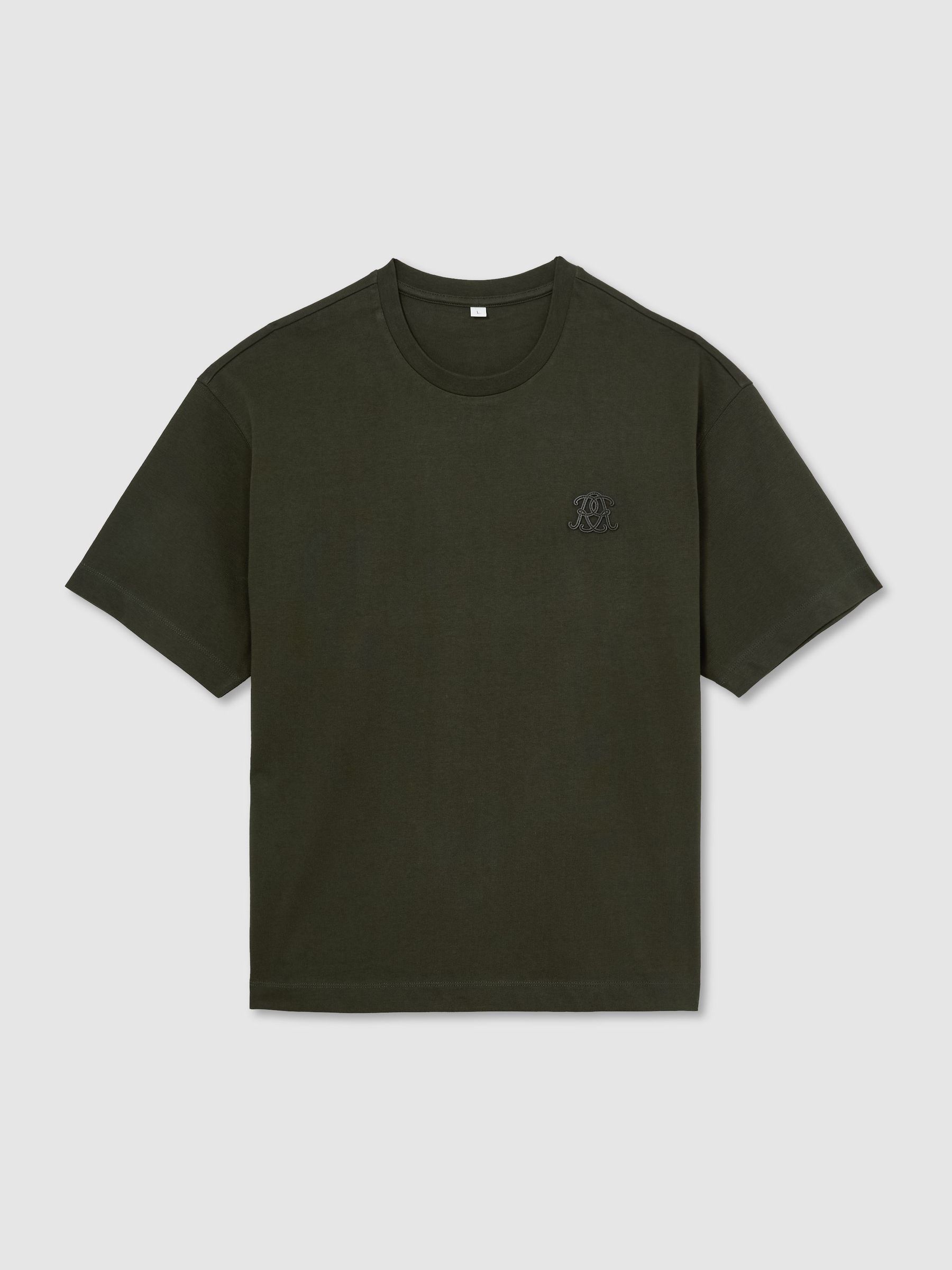 Monogram Motif Cotton Relaxed-Fit T-Shirt in Dark Green - Image 2 of 6