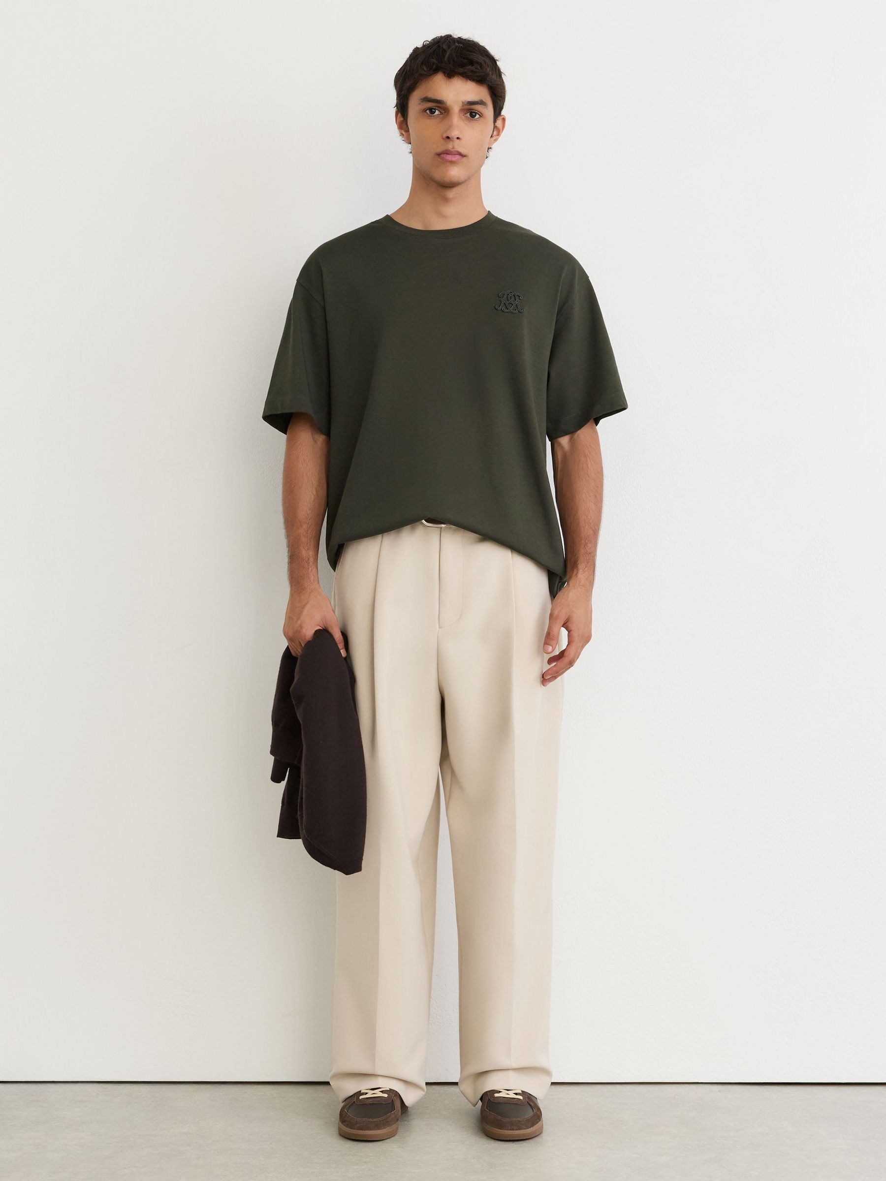Monogram Motif Cotton Relaxed-Fit T-Shirt in Dark Green - Image 4 of 6