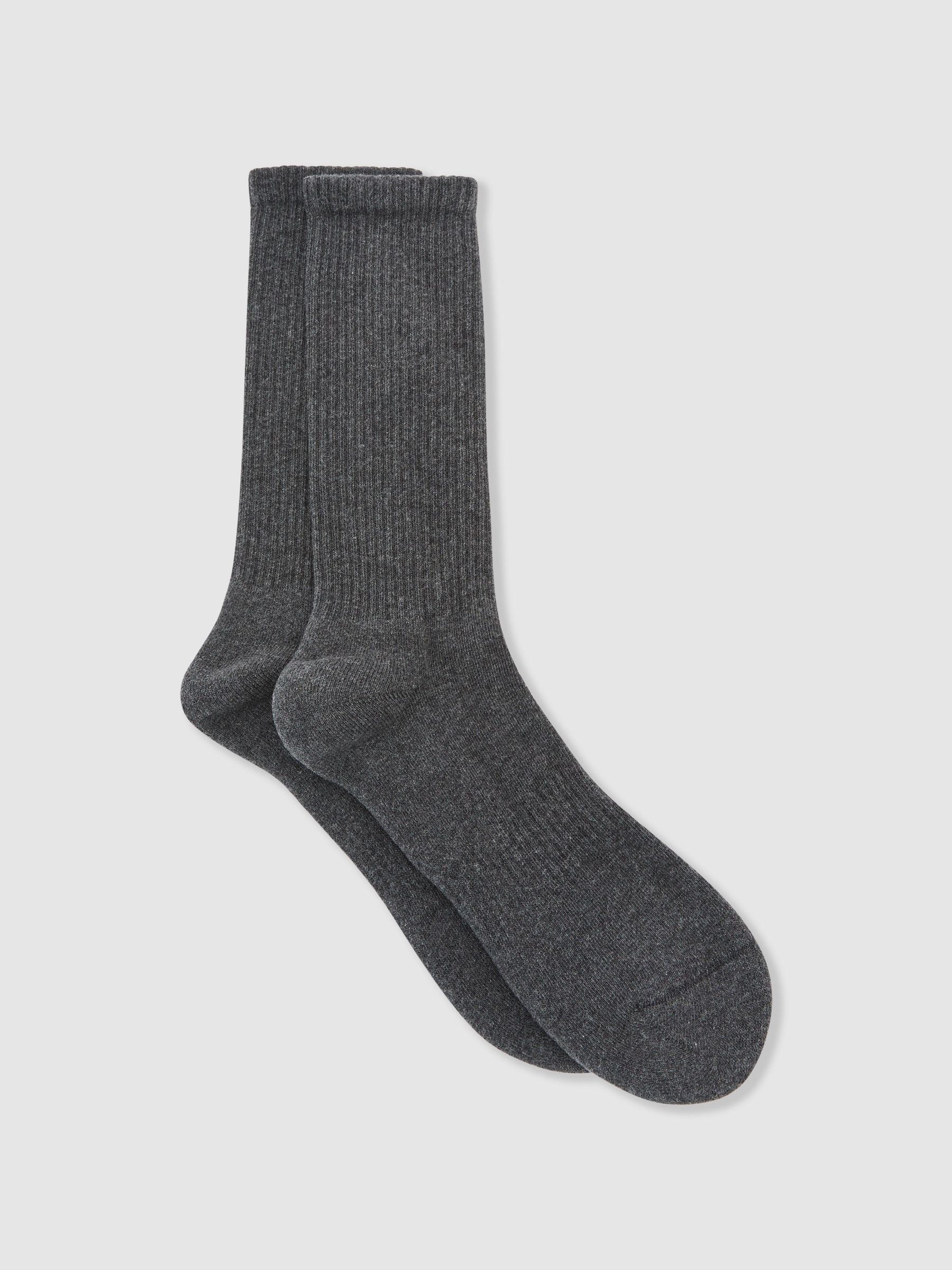 Gerippte Socken aus Baumwollmischgewebe in Anthrazitgrau - Bild 1 von 3