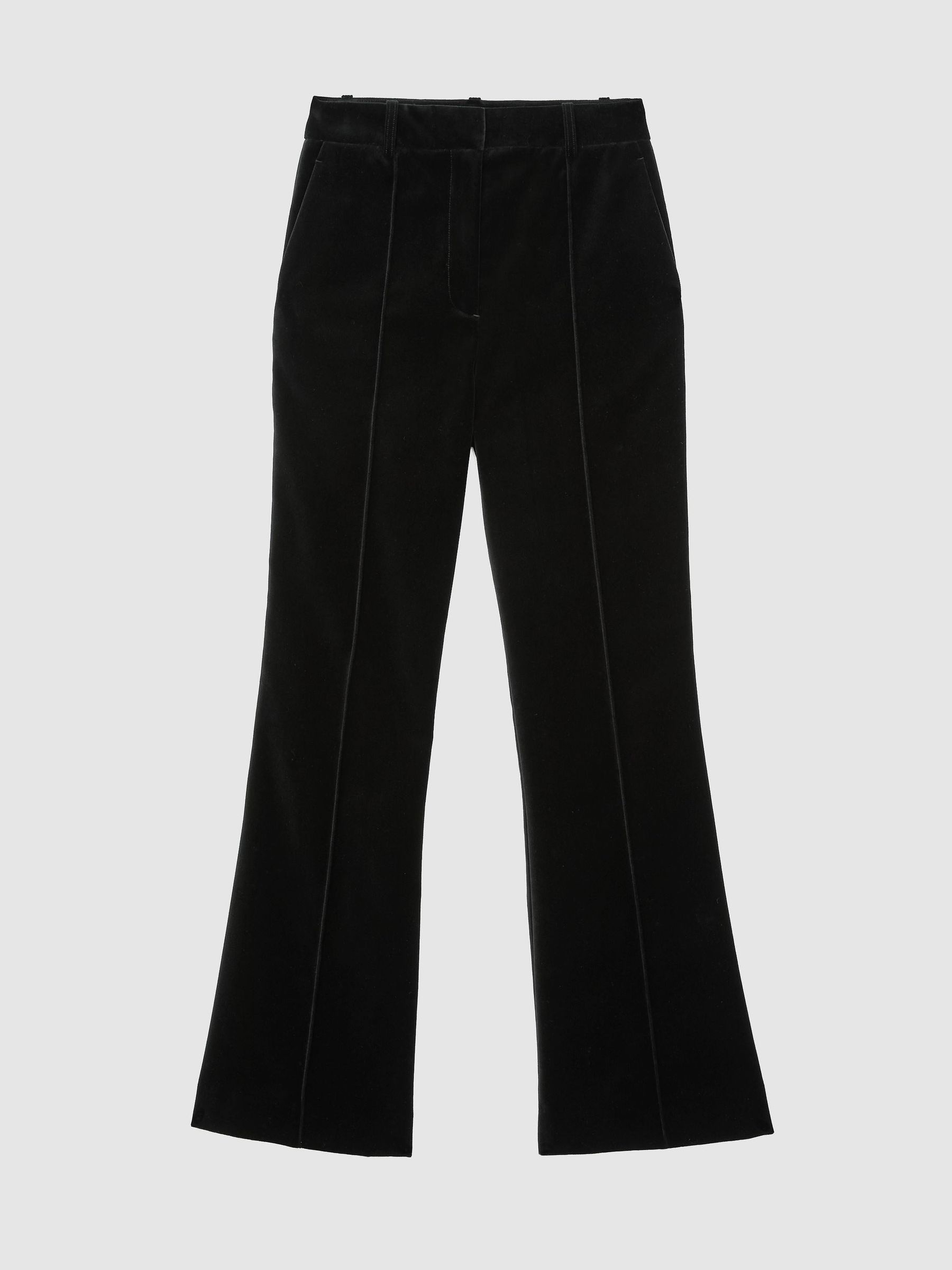 Tall Velvet Flared Tuxedo Trousers in Black - Image 2 of 10 Tall Velvet Flared Tuxedo Trousers in Black - Image 2 of 10