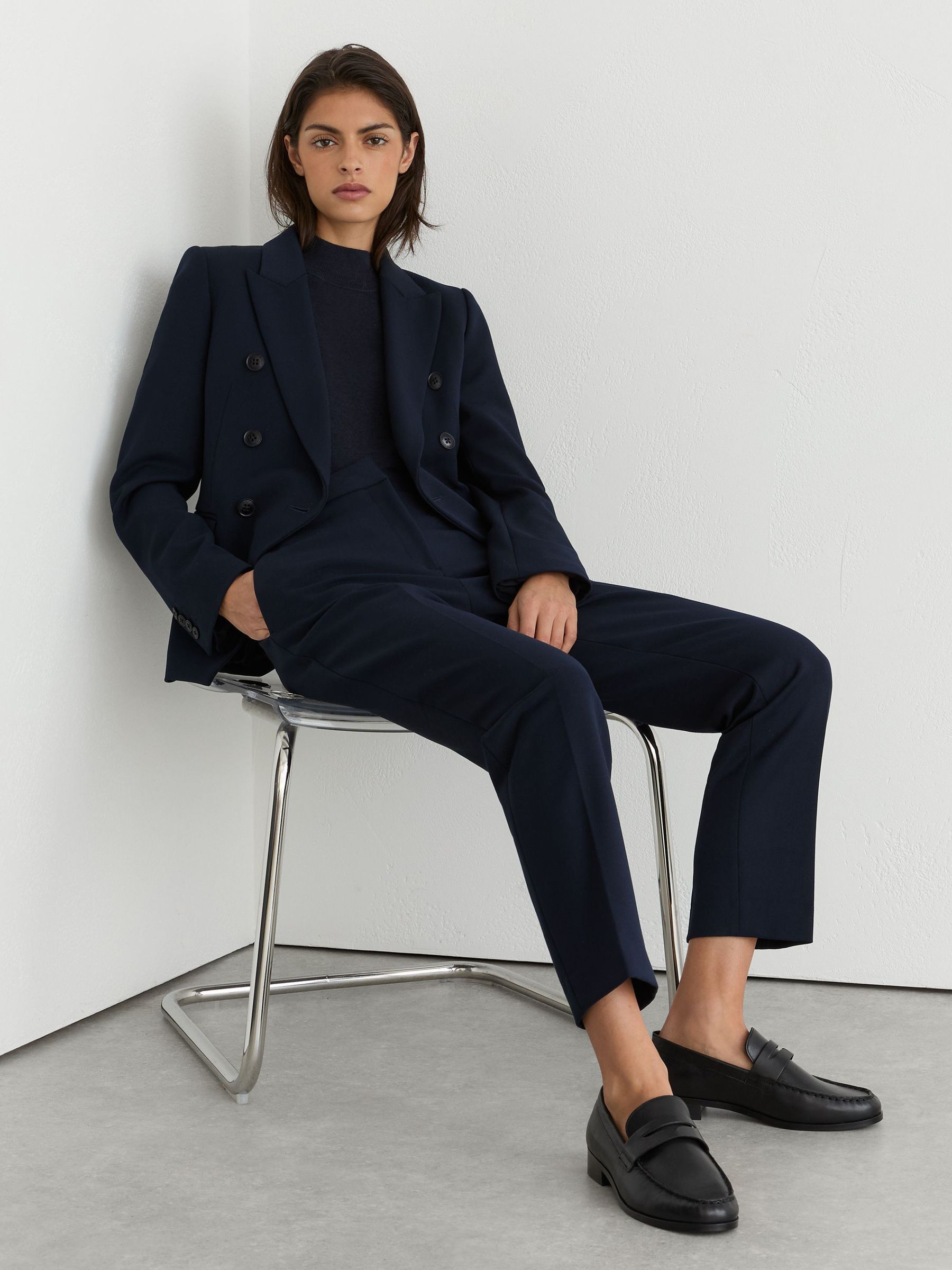 Tall Slim-Fit Suit Trousers in Navy - Image 1 of 8