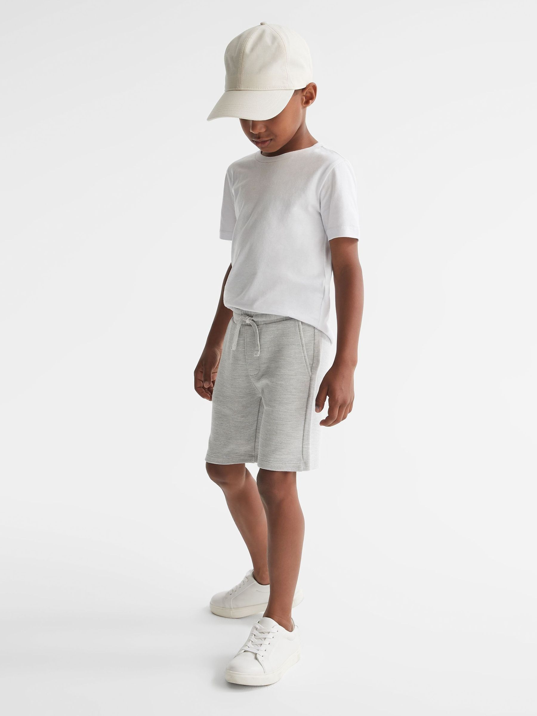 Senior Gerippte Jersey-Shorts, Grau - Bild 4 von 6