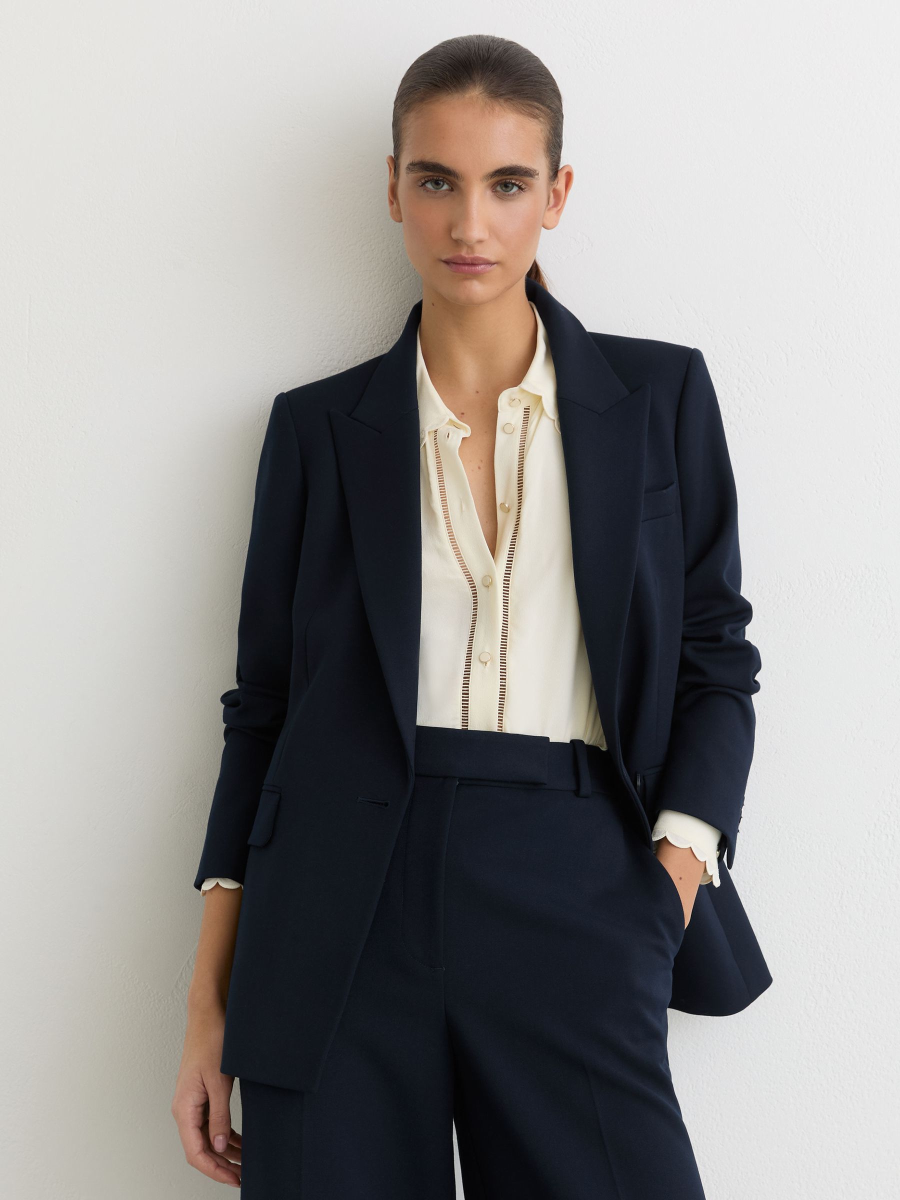 Tall Tailored Single Breasted Suit Blazer in Navy - Image 1 of 8