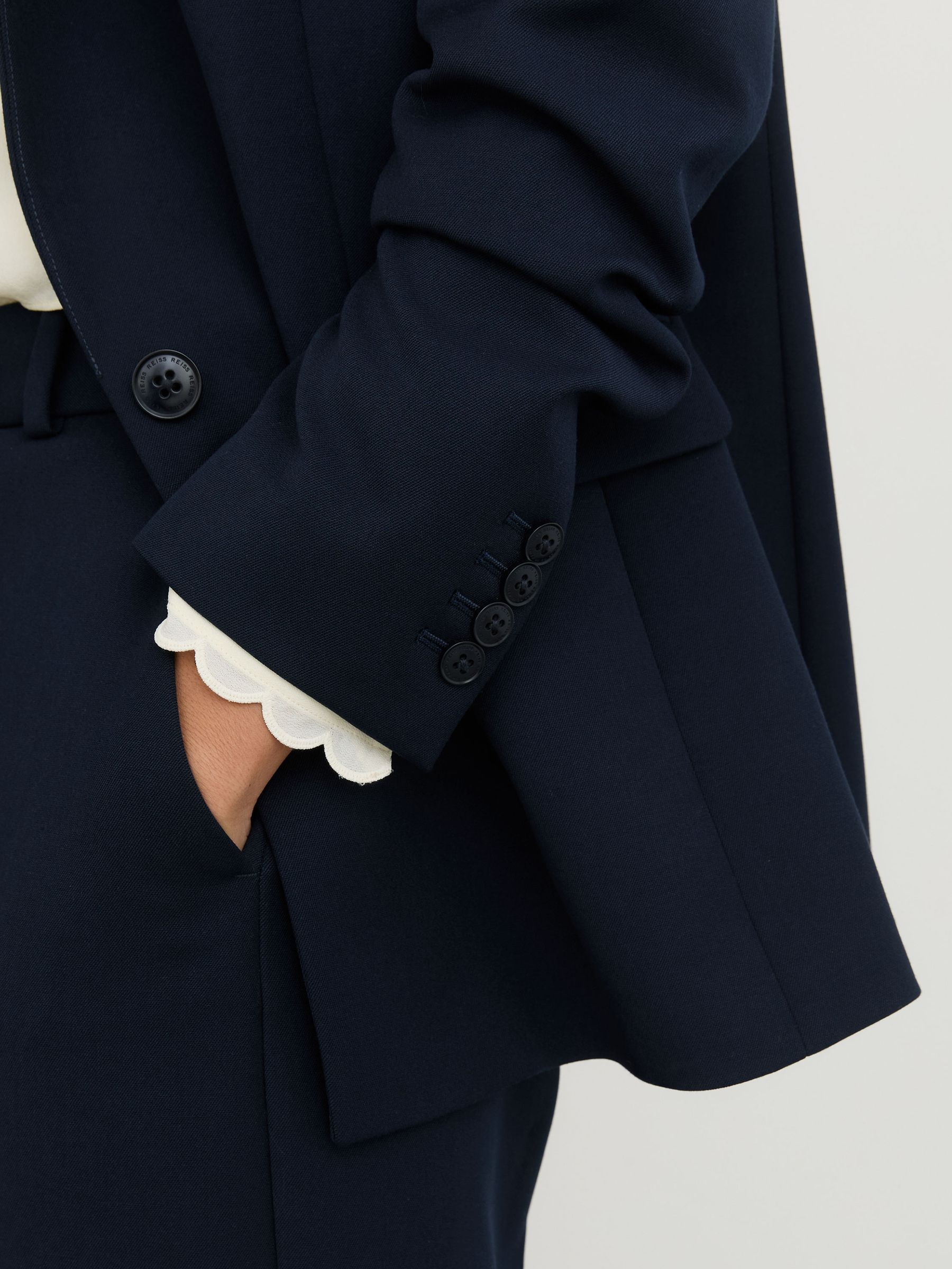 Tall Tailored Single Breasted Suit Blazer in Navy - Image 4 of 8