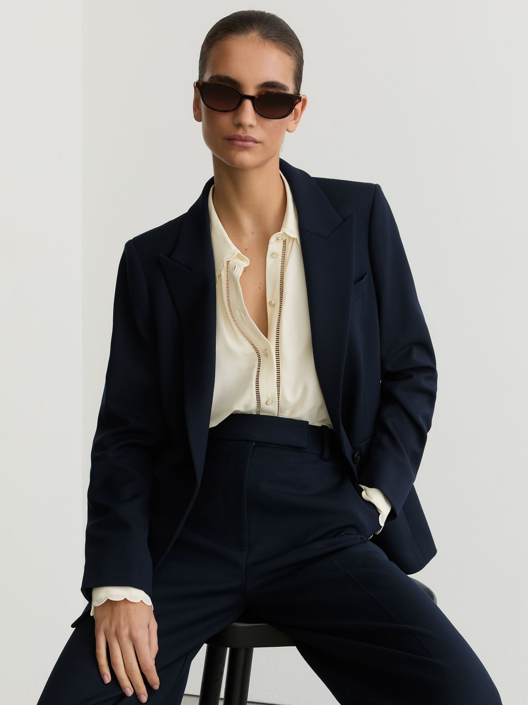 Tall Tailored Single Breasted Suit Blazer in Navy - Image 6 of 8