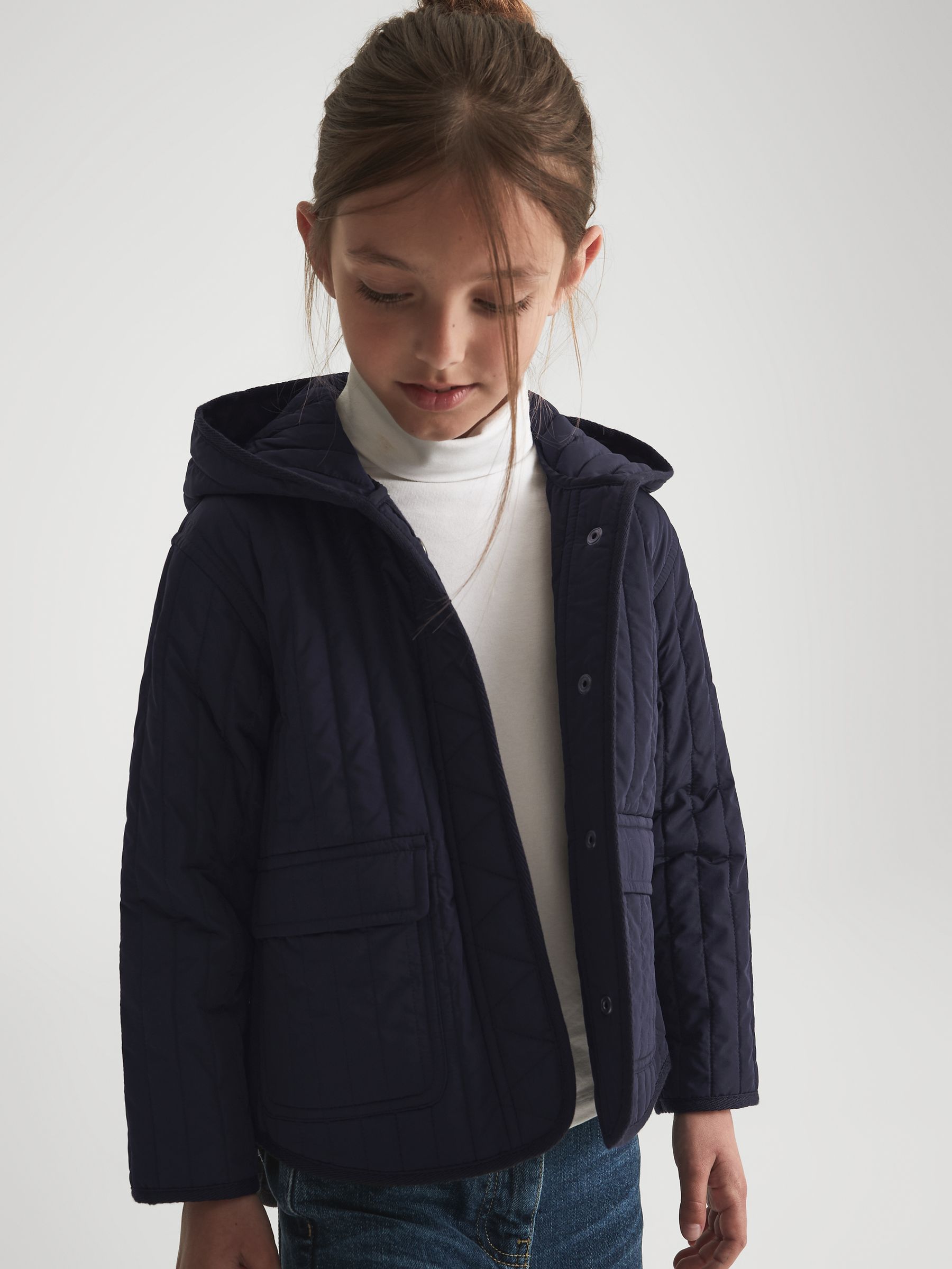 Senior Quilted Puffer Jacket in Navy - Image 1 of 9