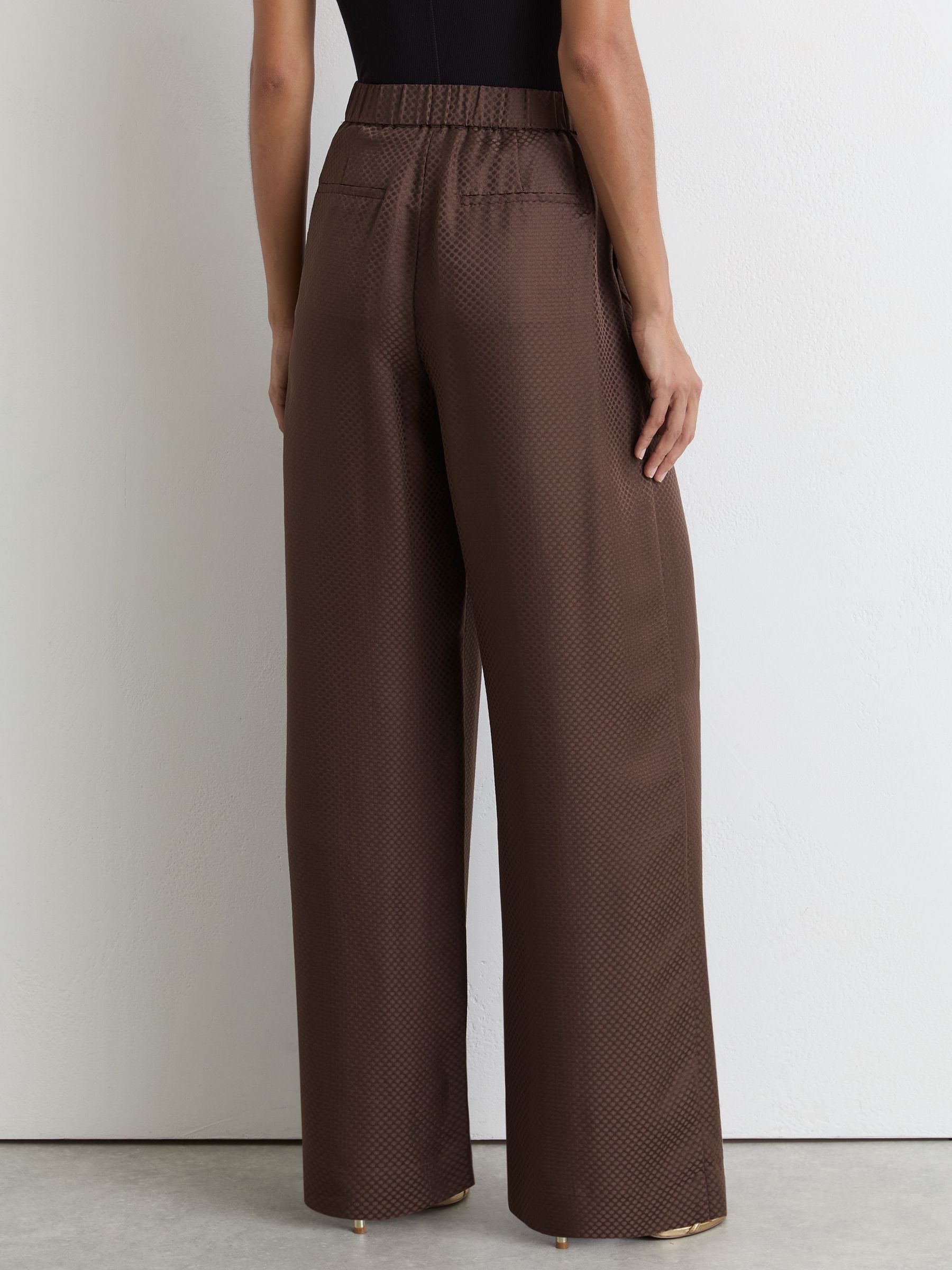 Petite Silk Jacquard Brede bukseben Bukser i Mocha Brun - Billede 6 af 8