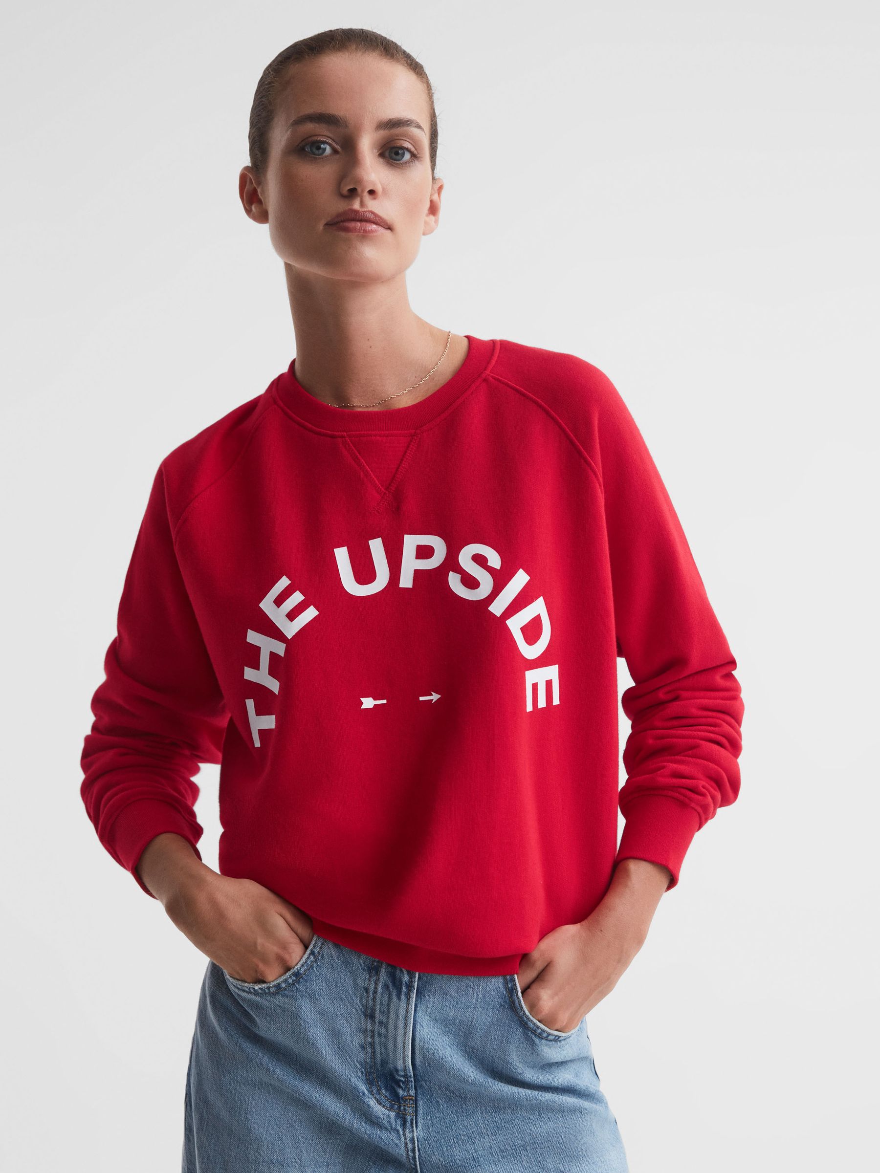 The Upside Crew Neck Jumper in Red - Image 1 of 5