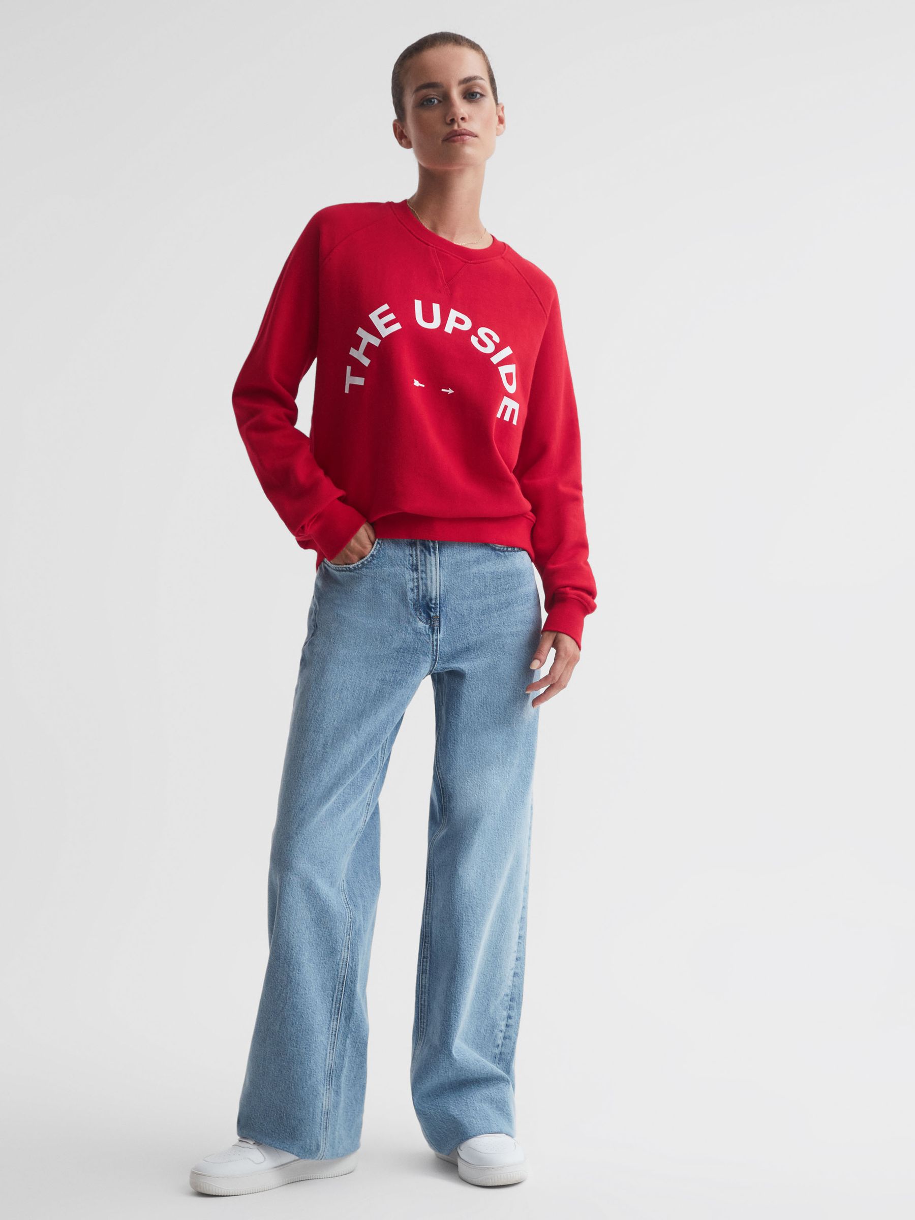 The Upside Crew Neck Jumper in Red - Image 3 of 5