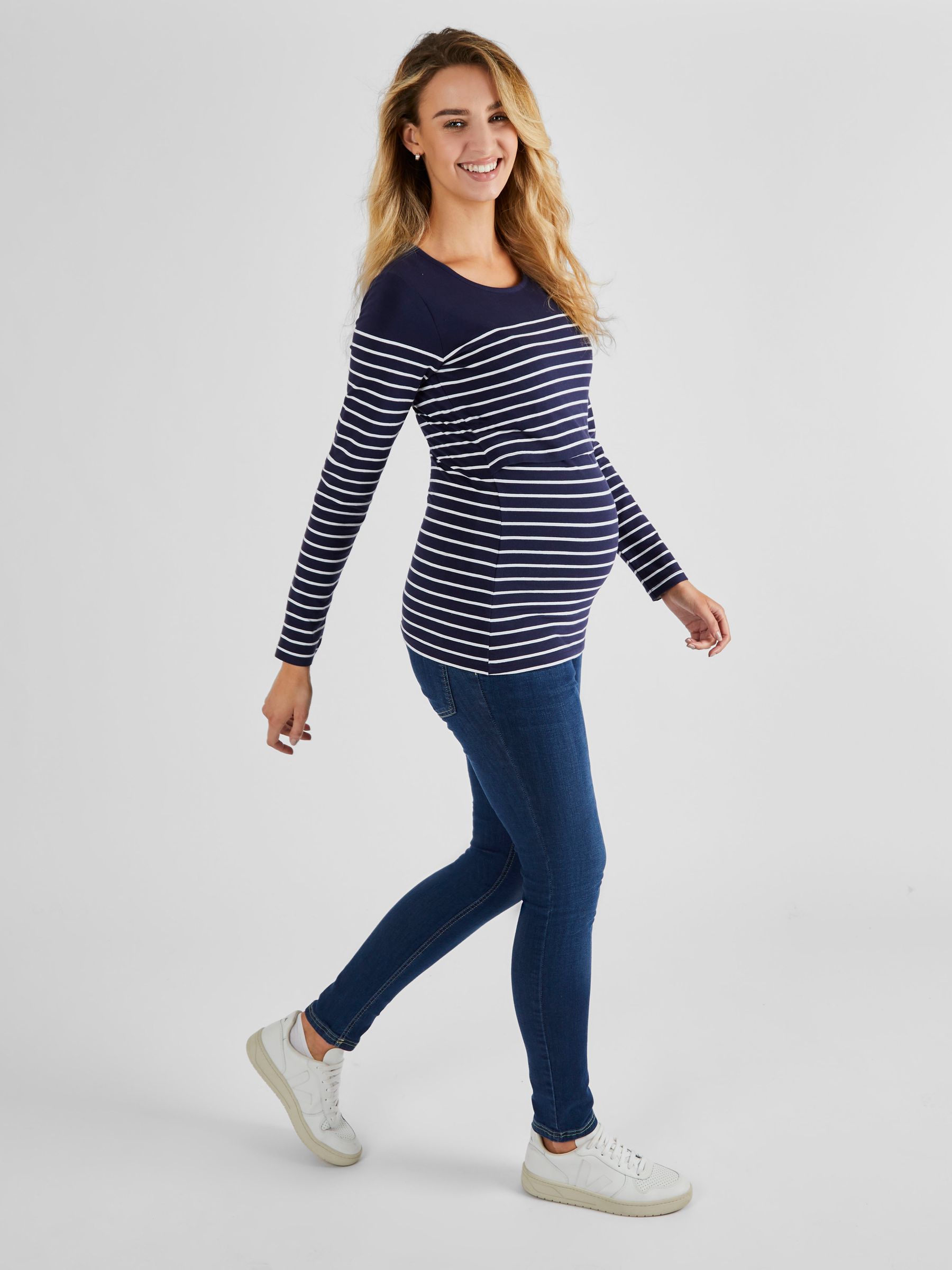 Navy White Stripe Breton Stripe Nursing Top - Image 1 of 4