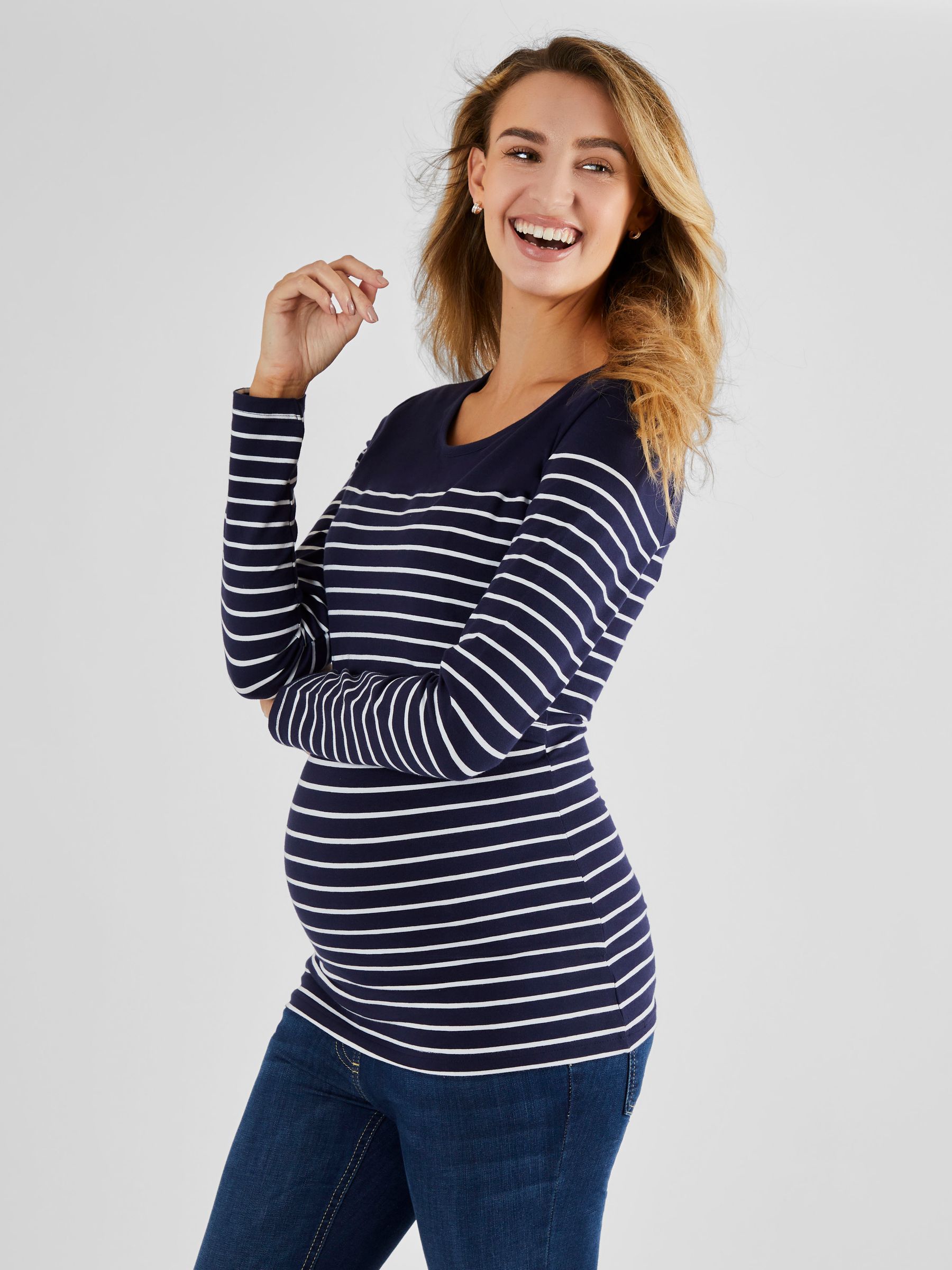 Navy White Stripe Breton Stripe Nursing Top - Image 3 of 4