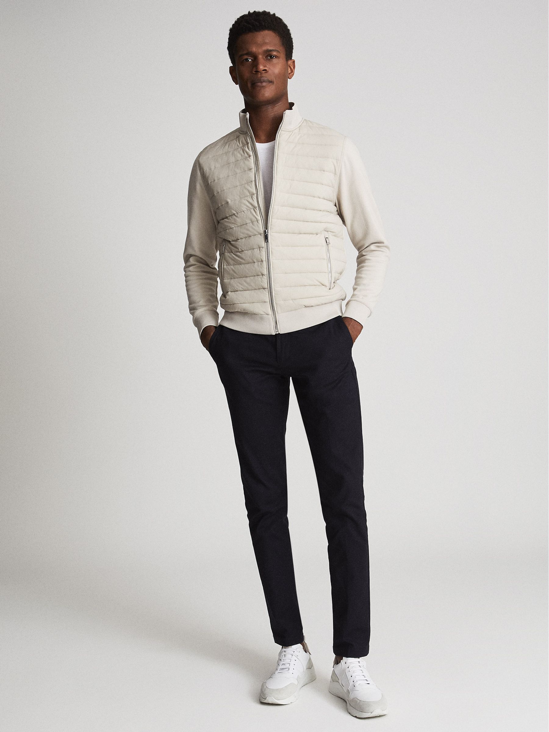 Quilted Hybrid Jacket in Stone - image 2