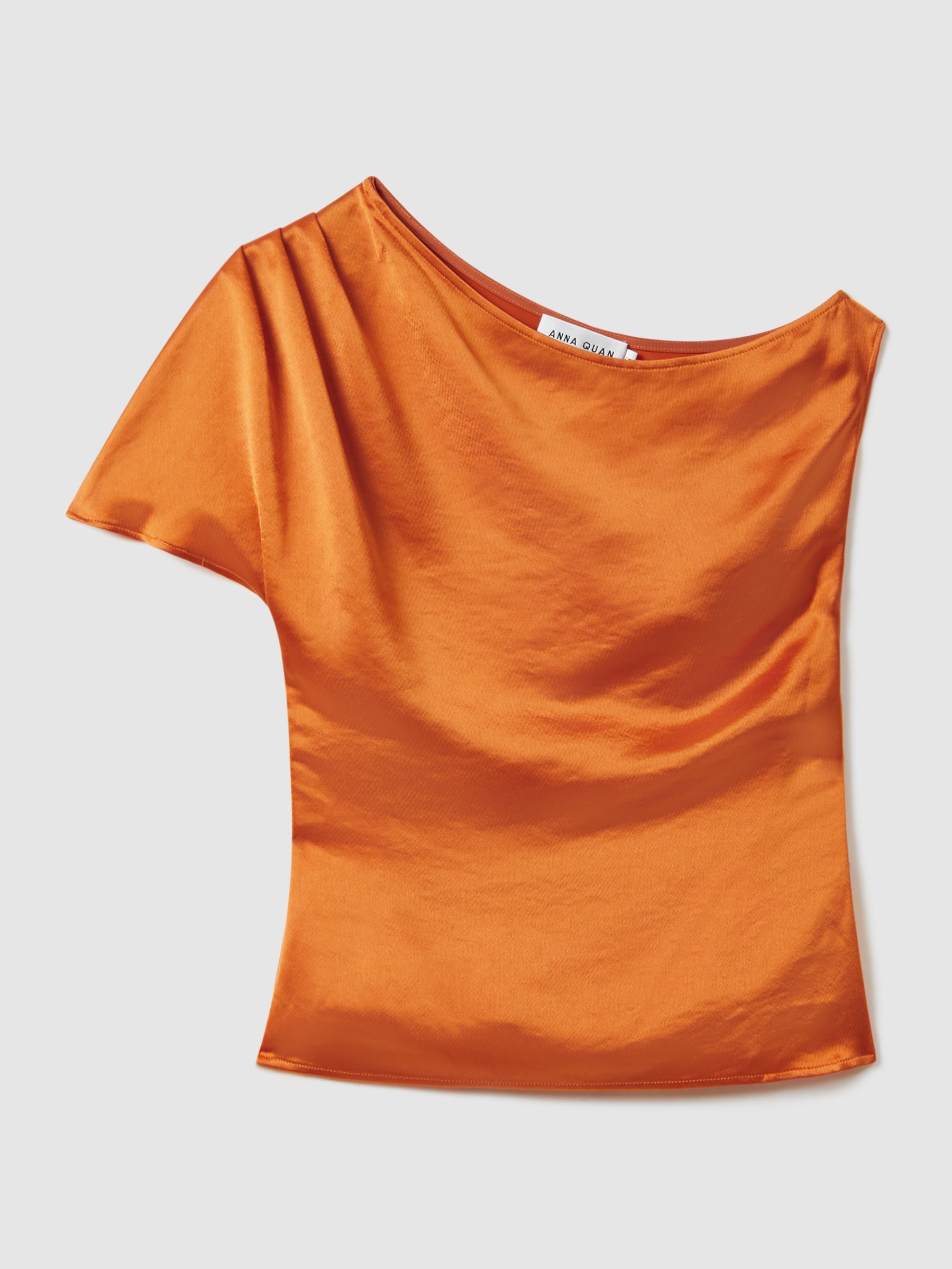 Anna Quan Satin Off-The-Shoulder Top in Kumquat - Image 2 of 5