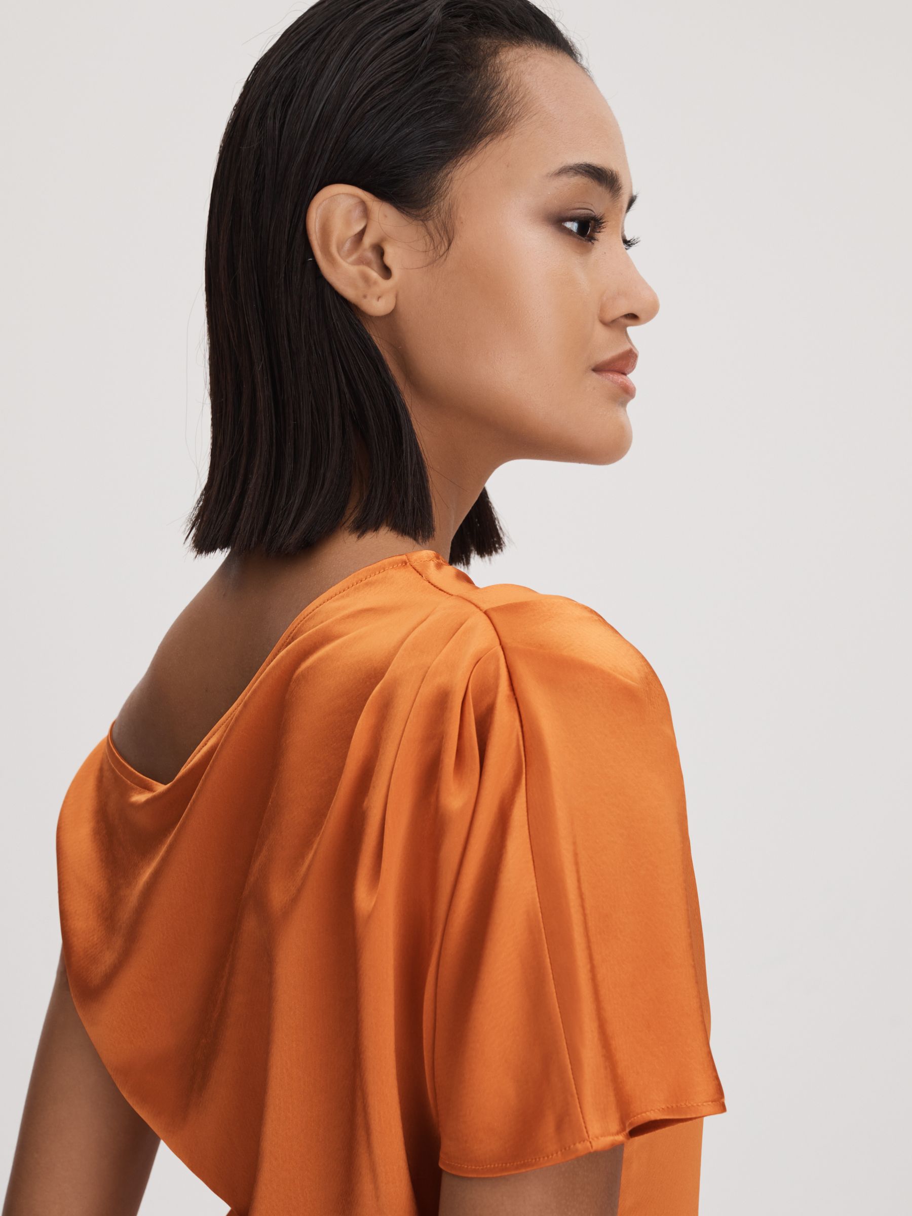 Anna Quan Satin Off-The-Shoulder Top in Kumquat - Image 3 of 5