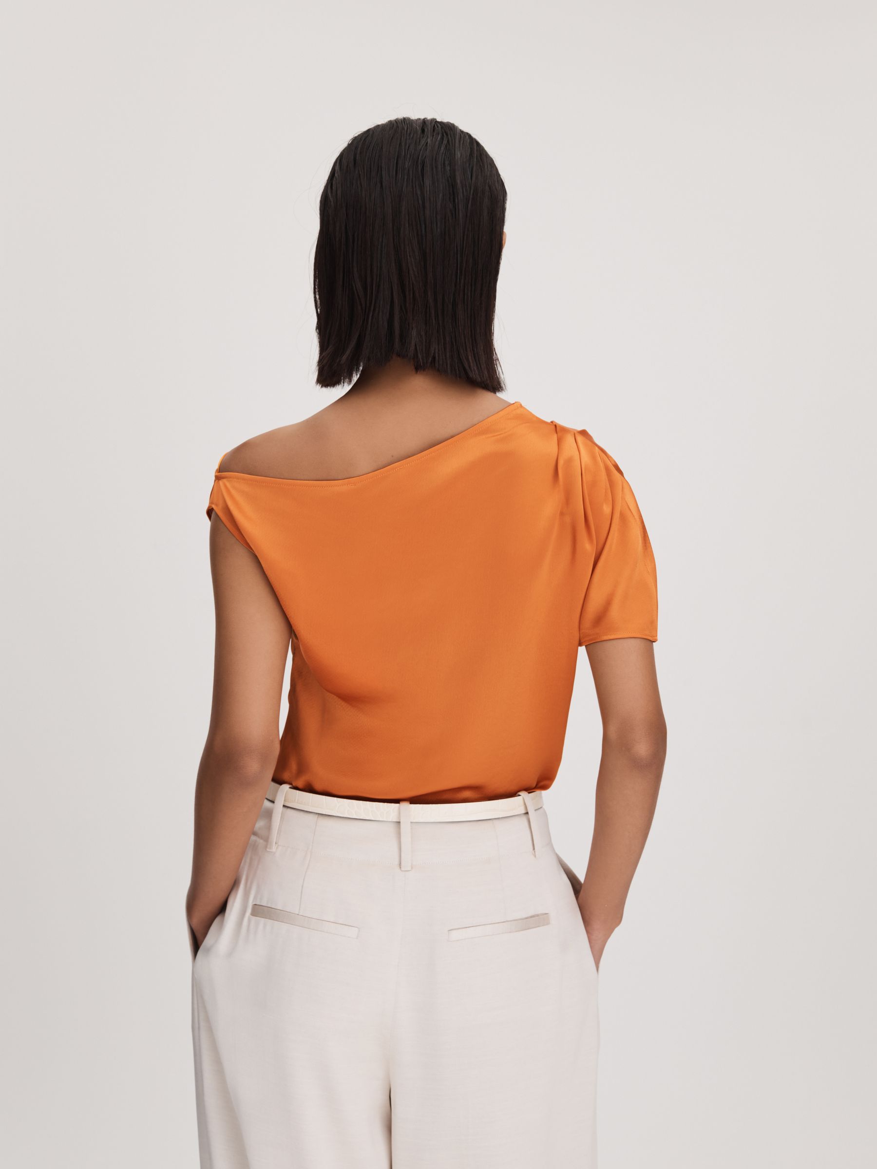 Anna Quan Satin Off-The-Shoulder Top in Kumquat - Image 4 of 5