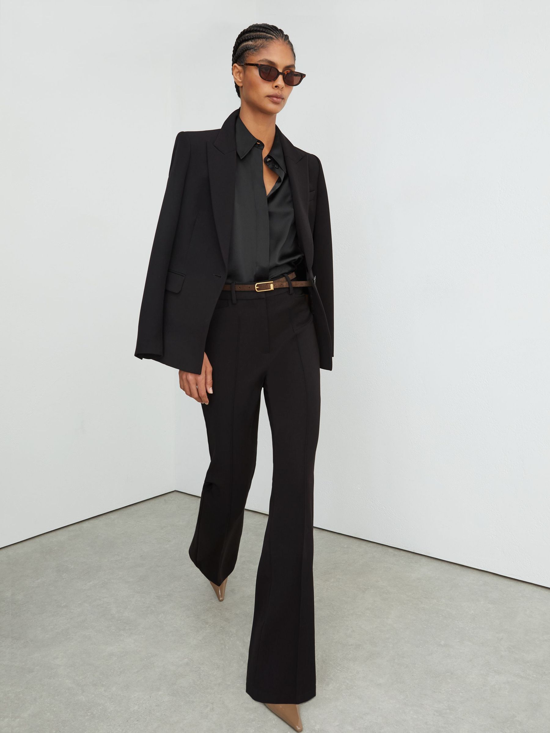 Tall Flared Suit Trousers in Black - Image 1 of 9