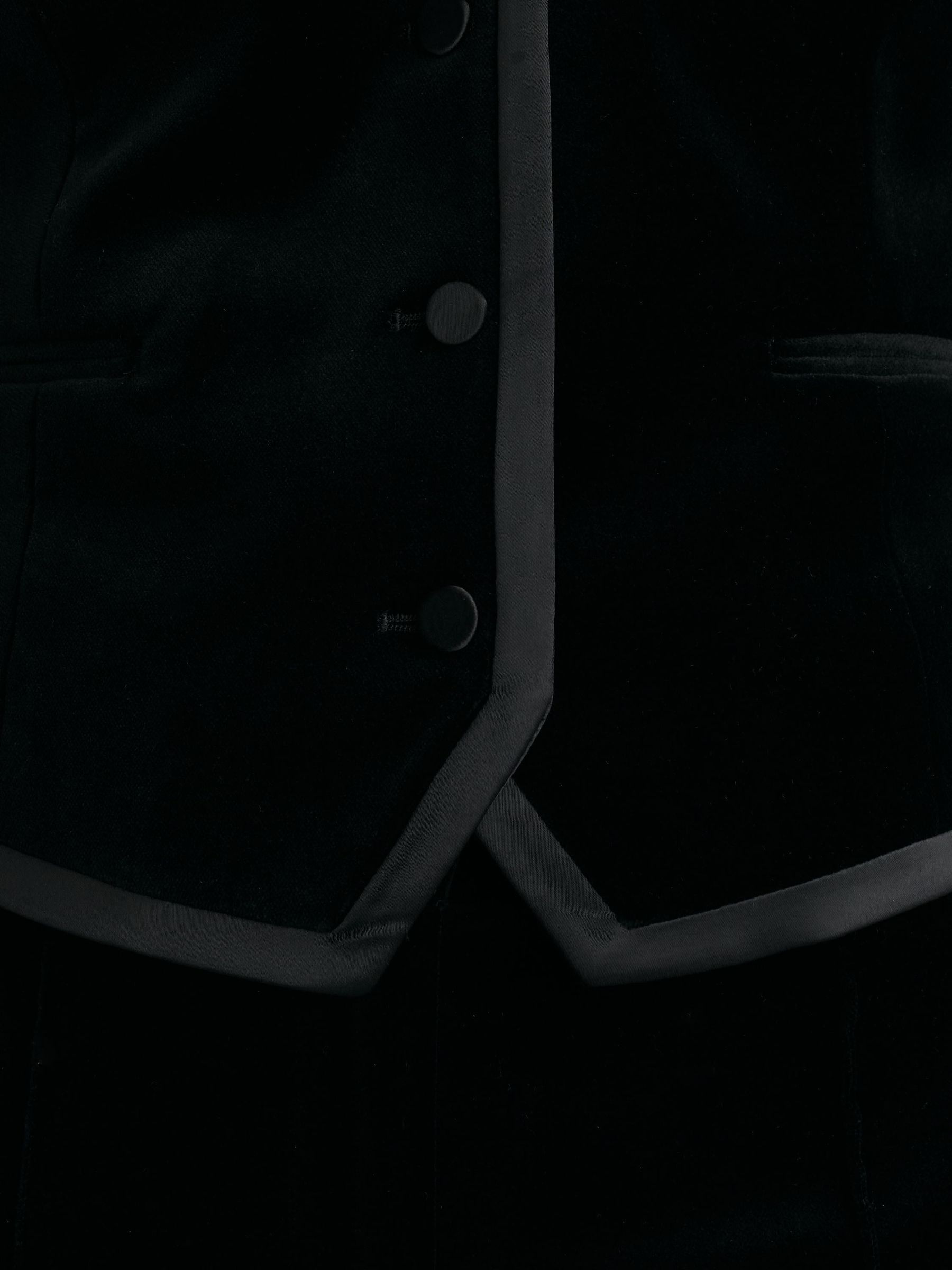 Velvet Satin-Trim Tailored Waistcoat in Black - صورة 5 من 8