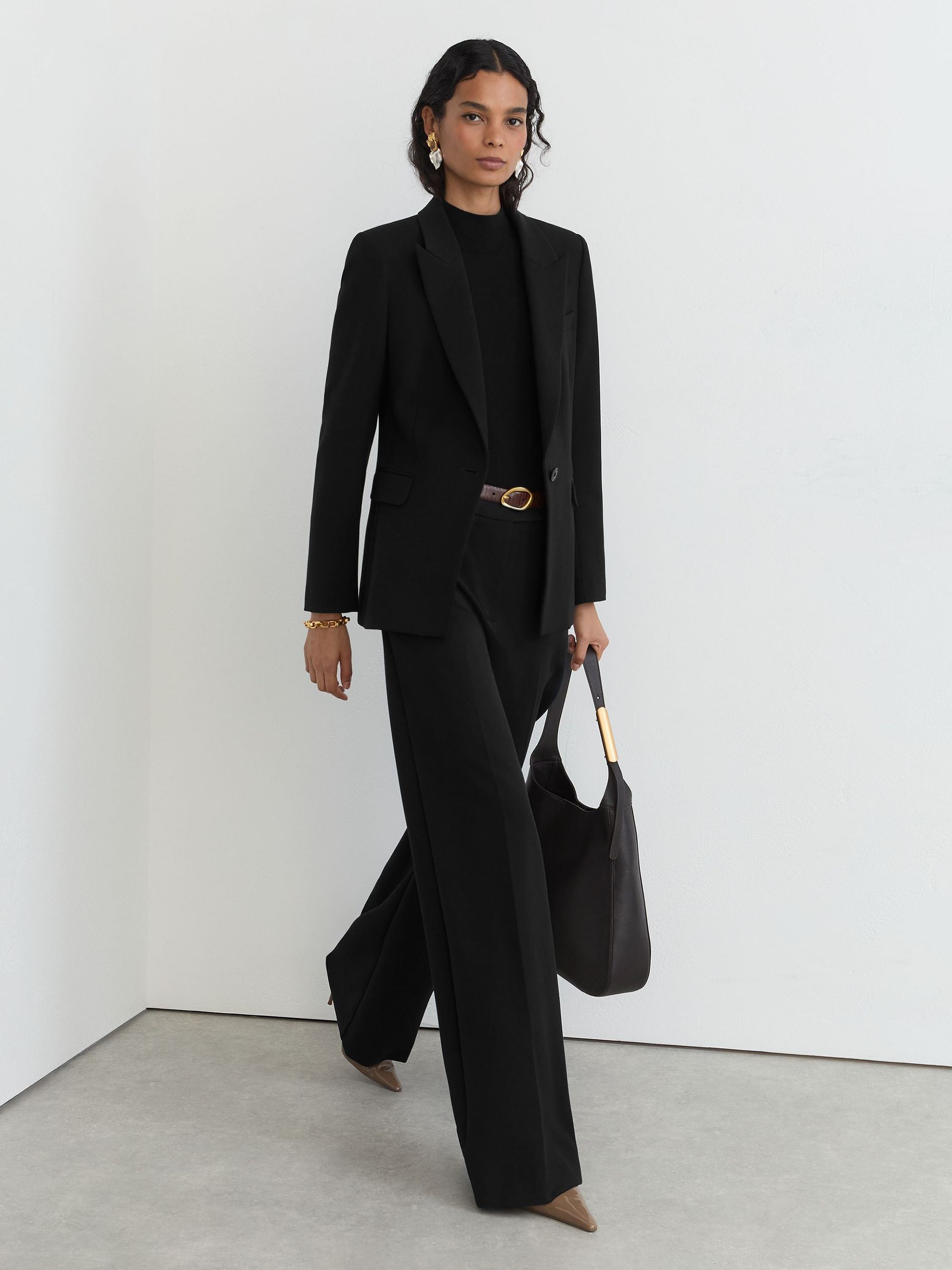 Tall Wide-Leg Suit Trousers in Black - Image 1 de 8