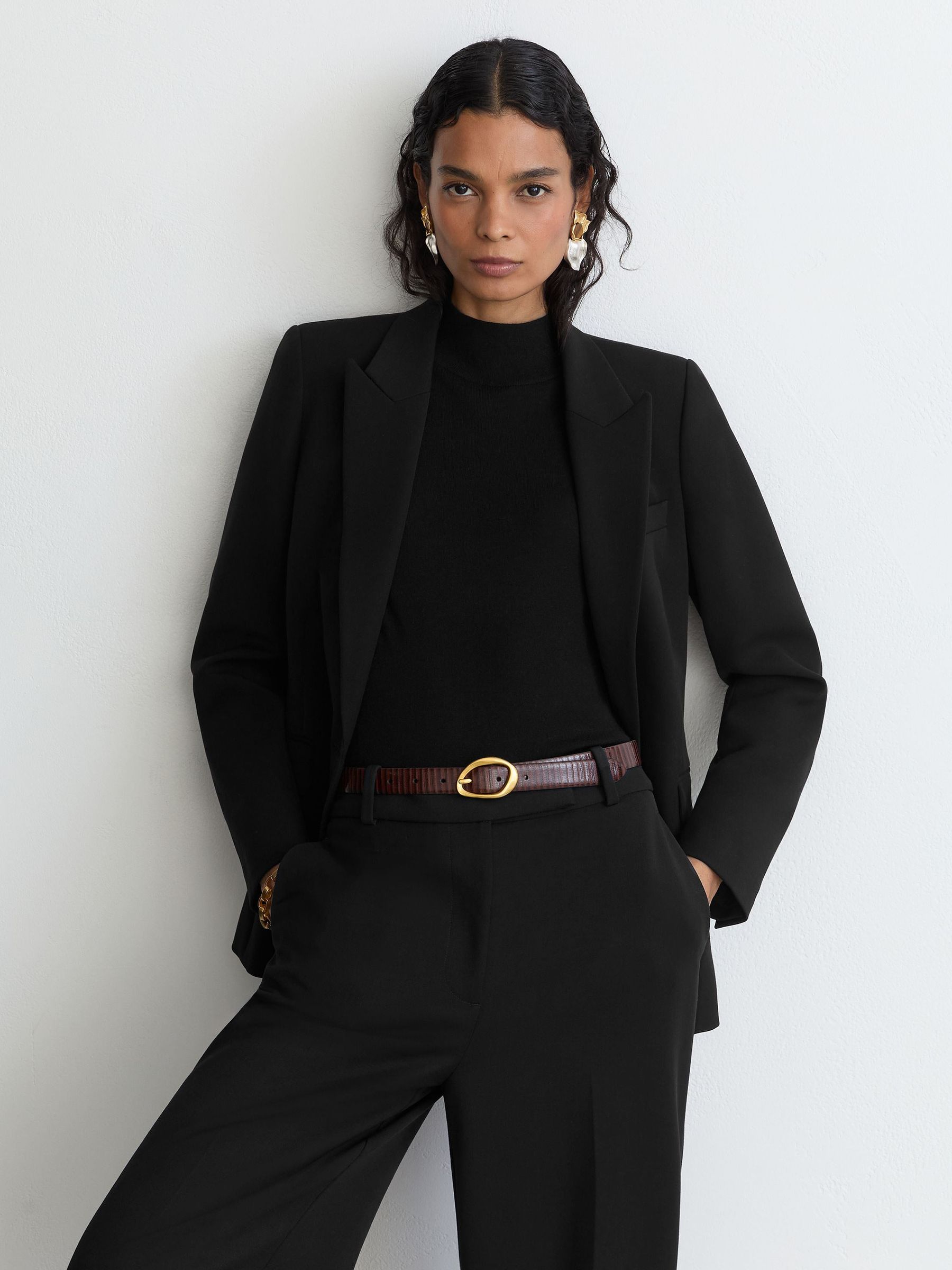 Tall Wide-Leg Suit Trousers in Black - Image 4 de 8