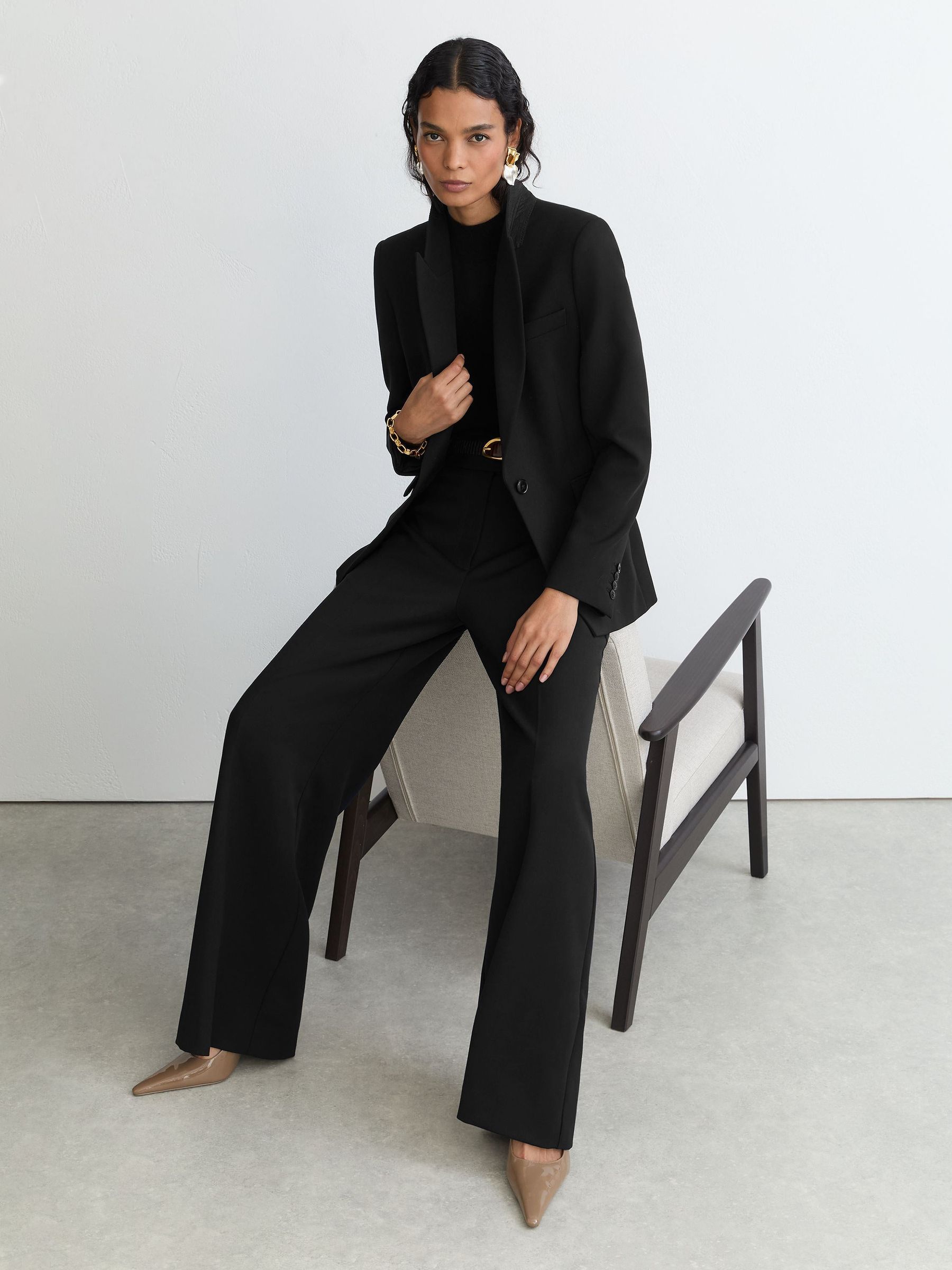 Tall Wide-Leg Suit Trousers in Black - Image 6 de 8