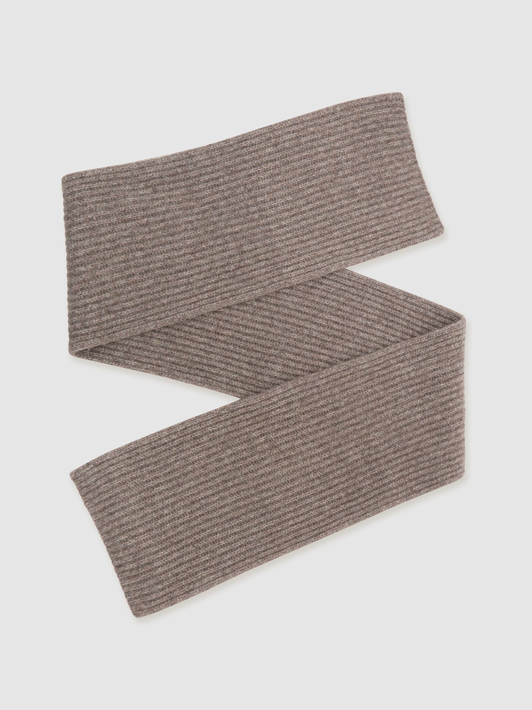 Wool-Blend Rib-Knit Scarf in Taupe Brown Melange - Bild 2 av 4